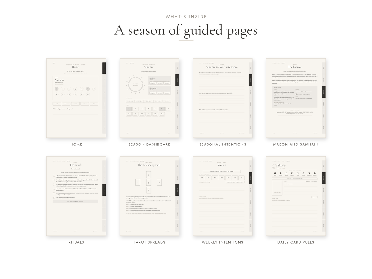 Harnessing the Seasons: Autumn, Digital Tarot Journal (Hyperlinked PDF)