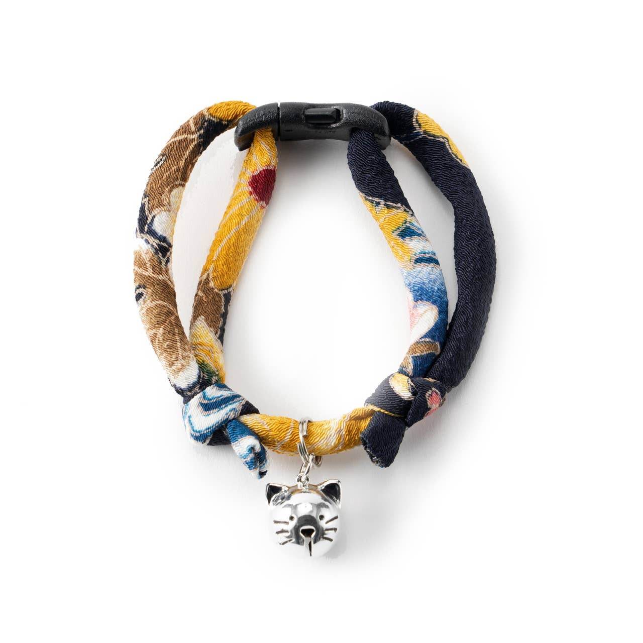 Chirimen Hanabi Fireworks Cat Collar (Midnight Blue) - Water Moon Shop