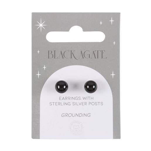 Black Agate Semi Precious Crystal Earrings - Water Moon Shop