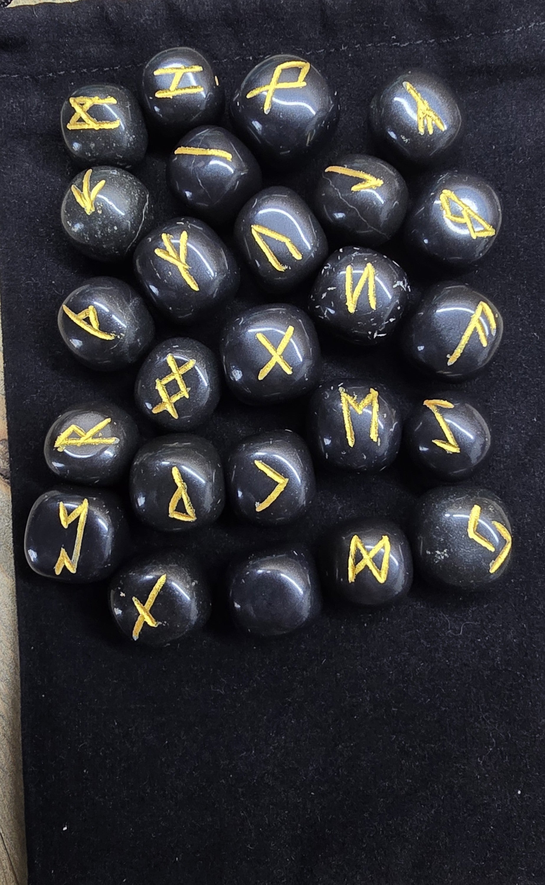 The Big Book of Runes & Rune Stones Rainbow Moonstone, Black Agate, Shungite, Bundle