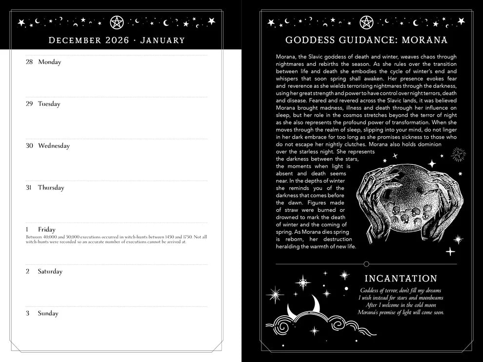 2027 Witch's Diary and Planner Calendar by Flavia Kate Peters and Barbara Meiklejohn-Free, Witchy Planner