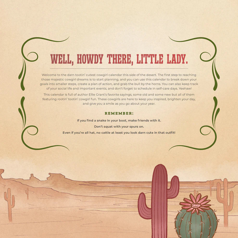 2027 There's a Snake in My Boot Wall Calendar by Ellie Grant, Western Cowgirl 12-Month Calendar