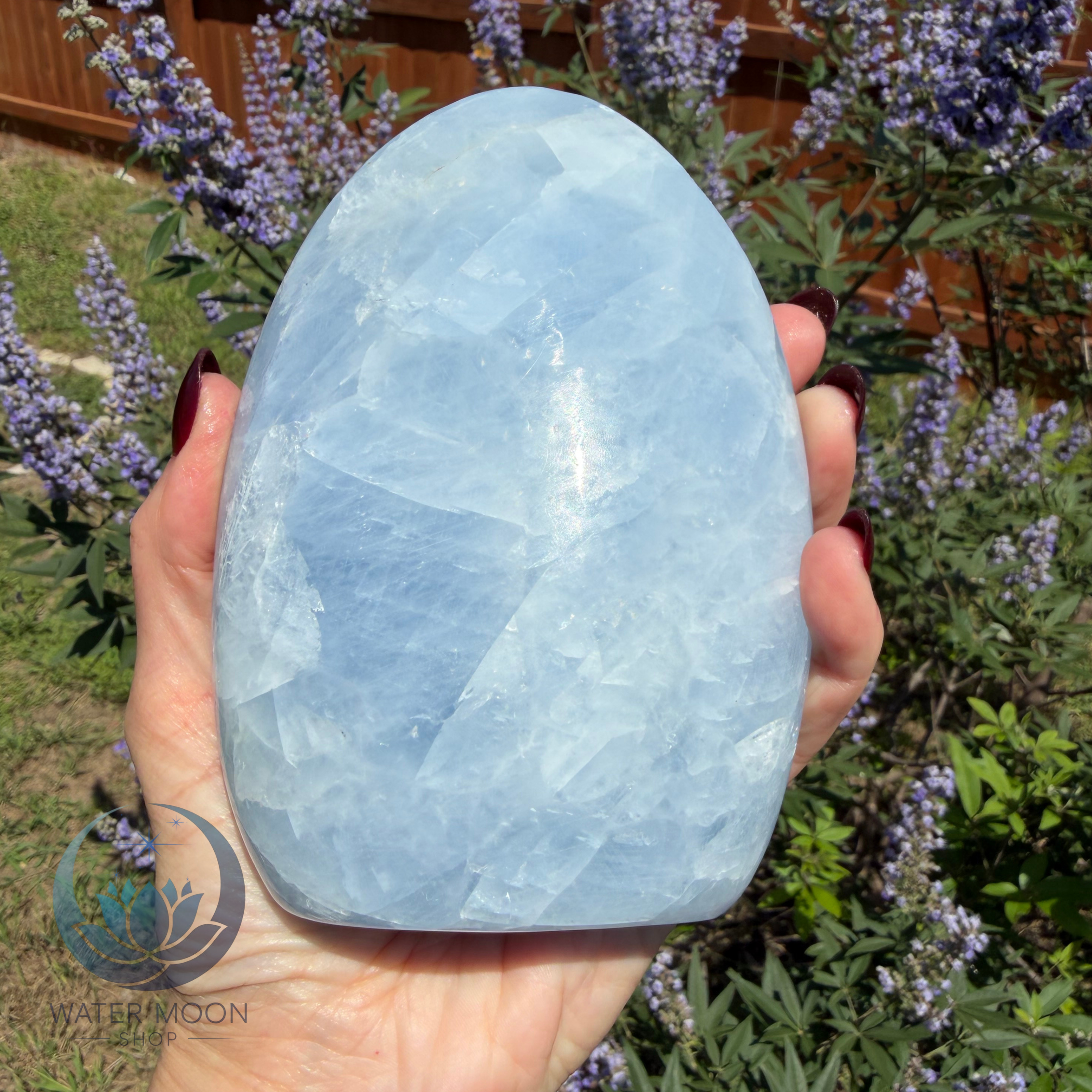 Blue Calcite Freeform, Madagascar, 2lb 3.6oz, 5.5"