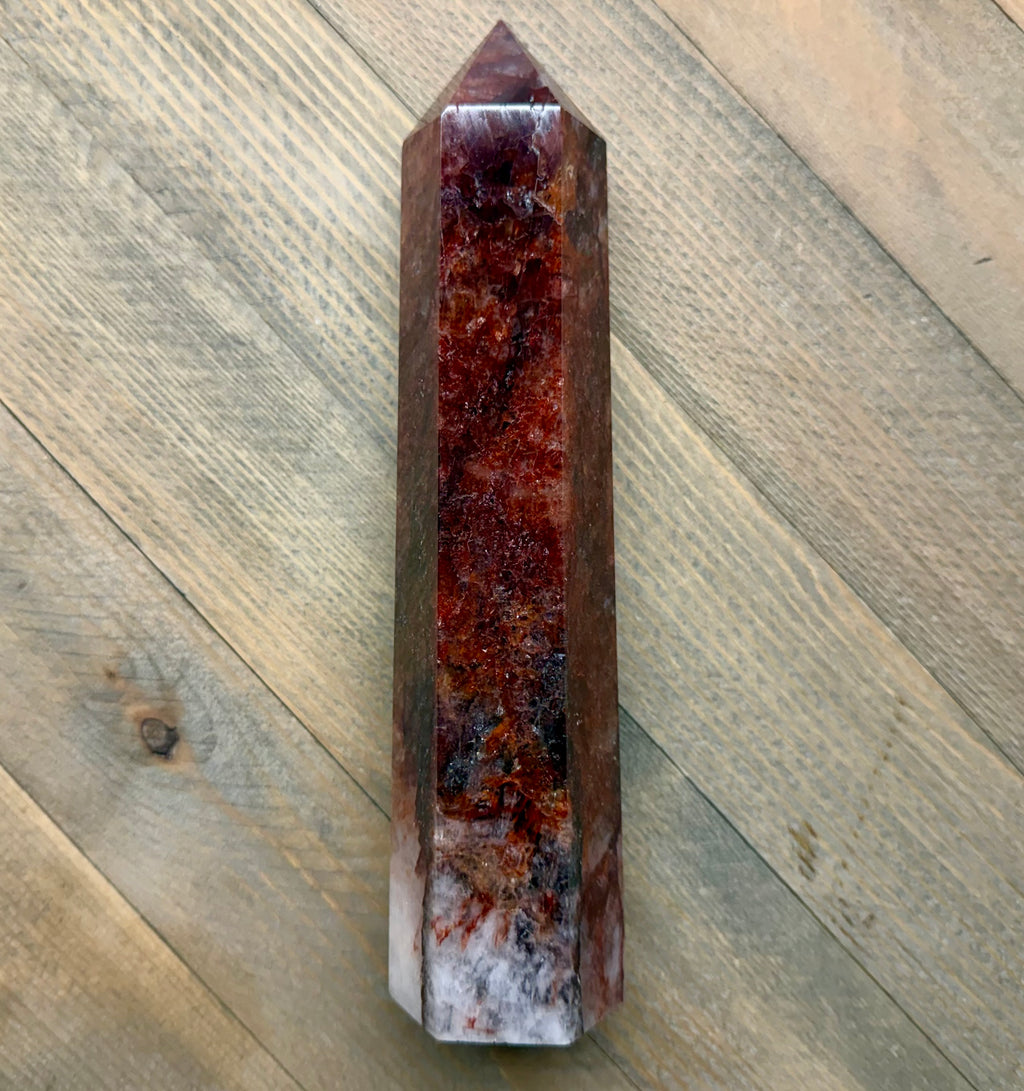 7.5" Hematoid Fire Quartz Tower Point