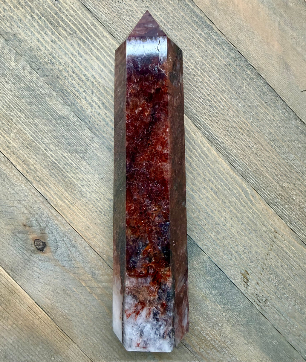 7.5" Hematoid Fire Quartz Tower Point