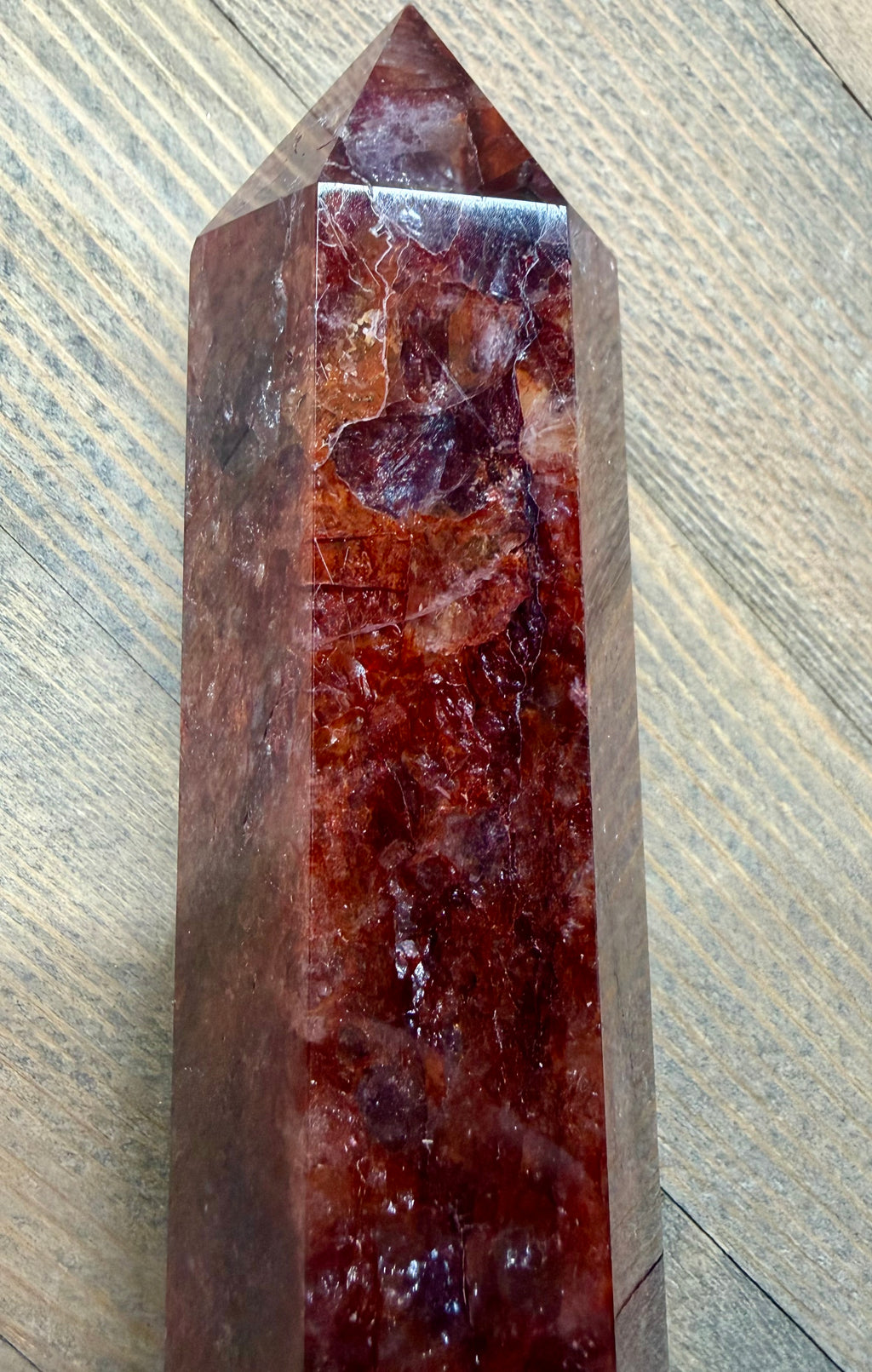 7.5" Hematoid Fire Quartz Tower Point