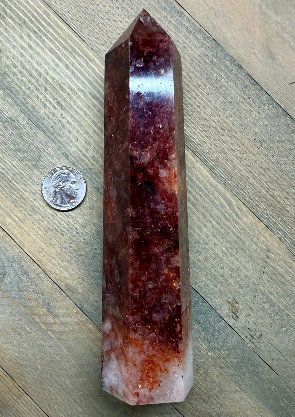 7.5" Hematoid Fire Quartz Tower Point