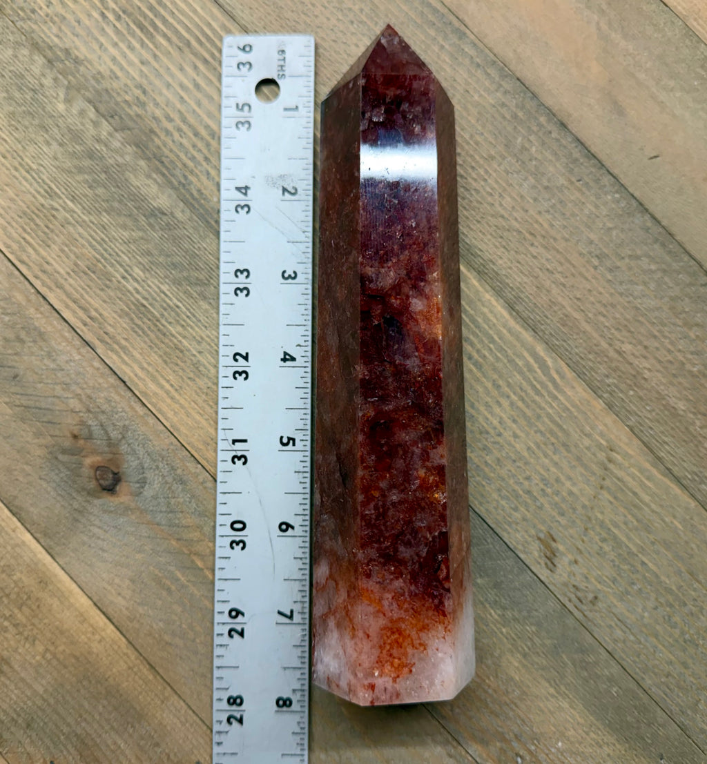 7.5" Hematoid Fire Quartz Tower Point