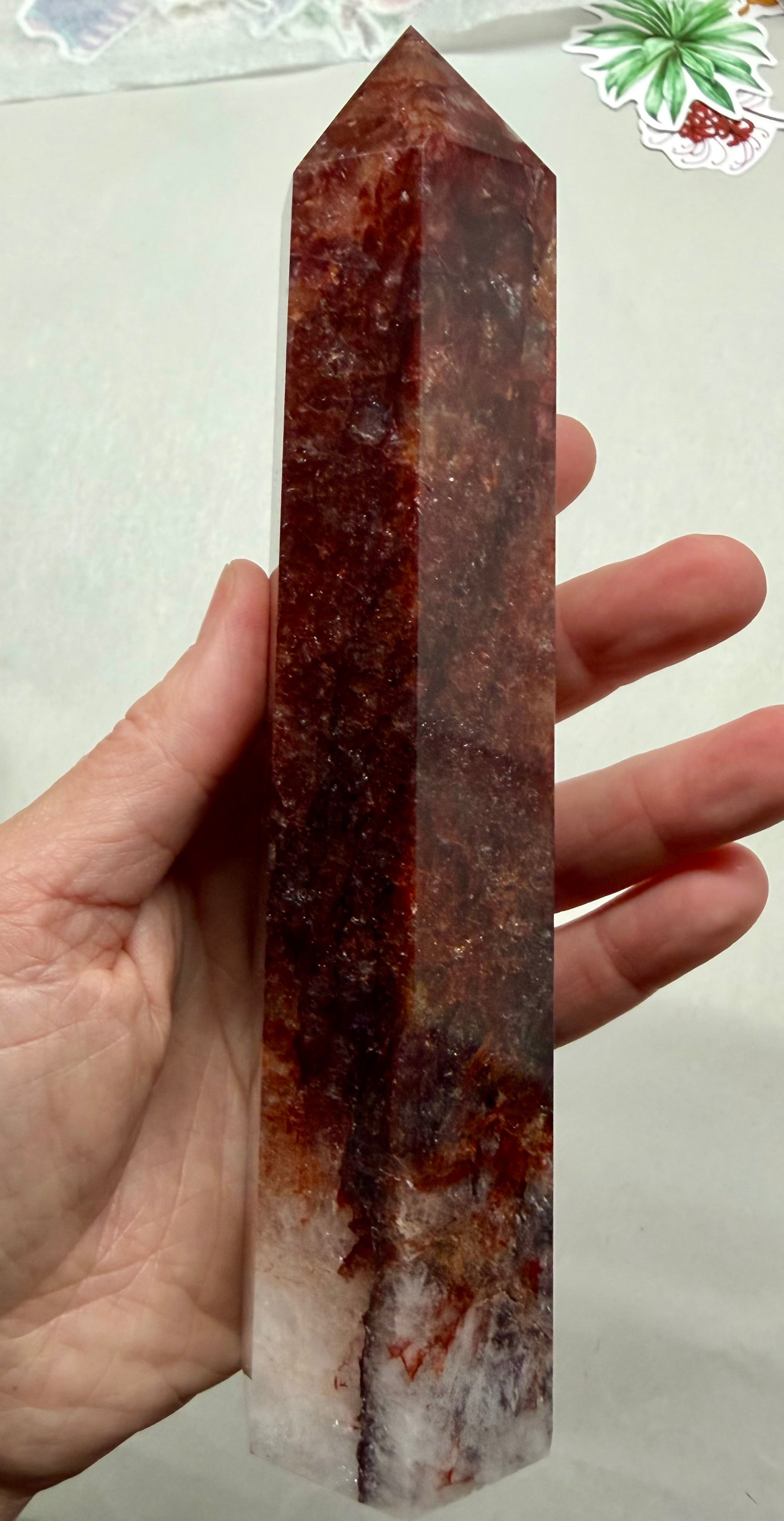 7.5" Hematoid Fire Quartz Tower Point