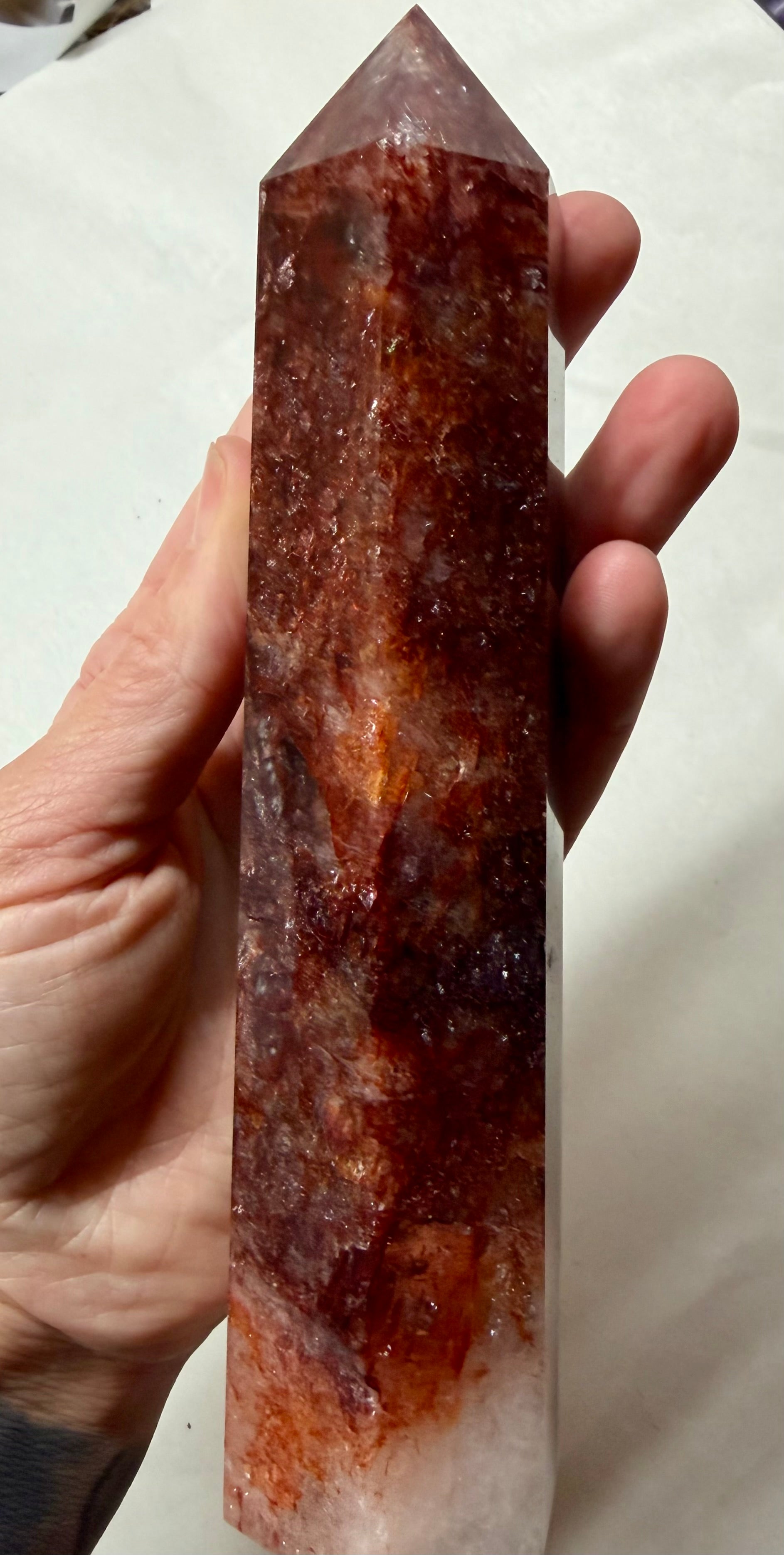 7.5" Hematoid Fire Quartz Tower Point