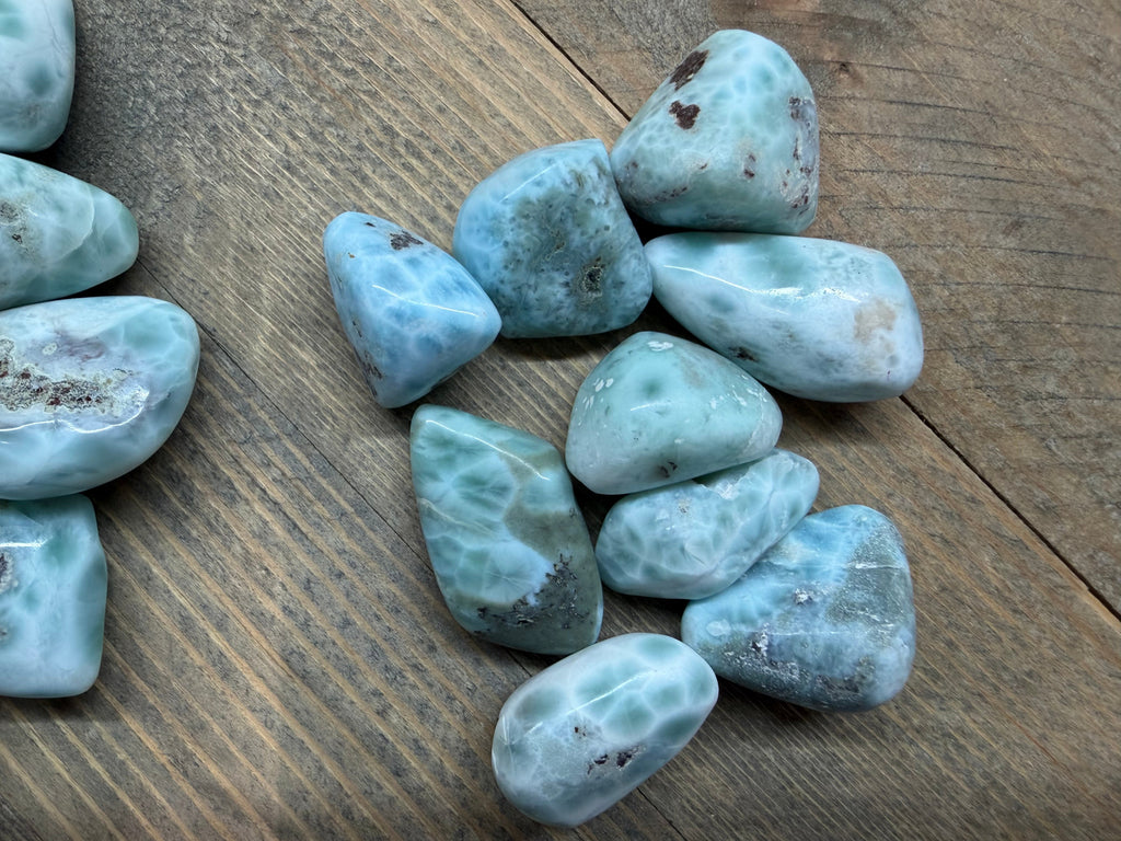 Larimar Tumbled Stone — Ethically Sourced, Dominican Republic | Choose Your Size
