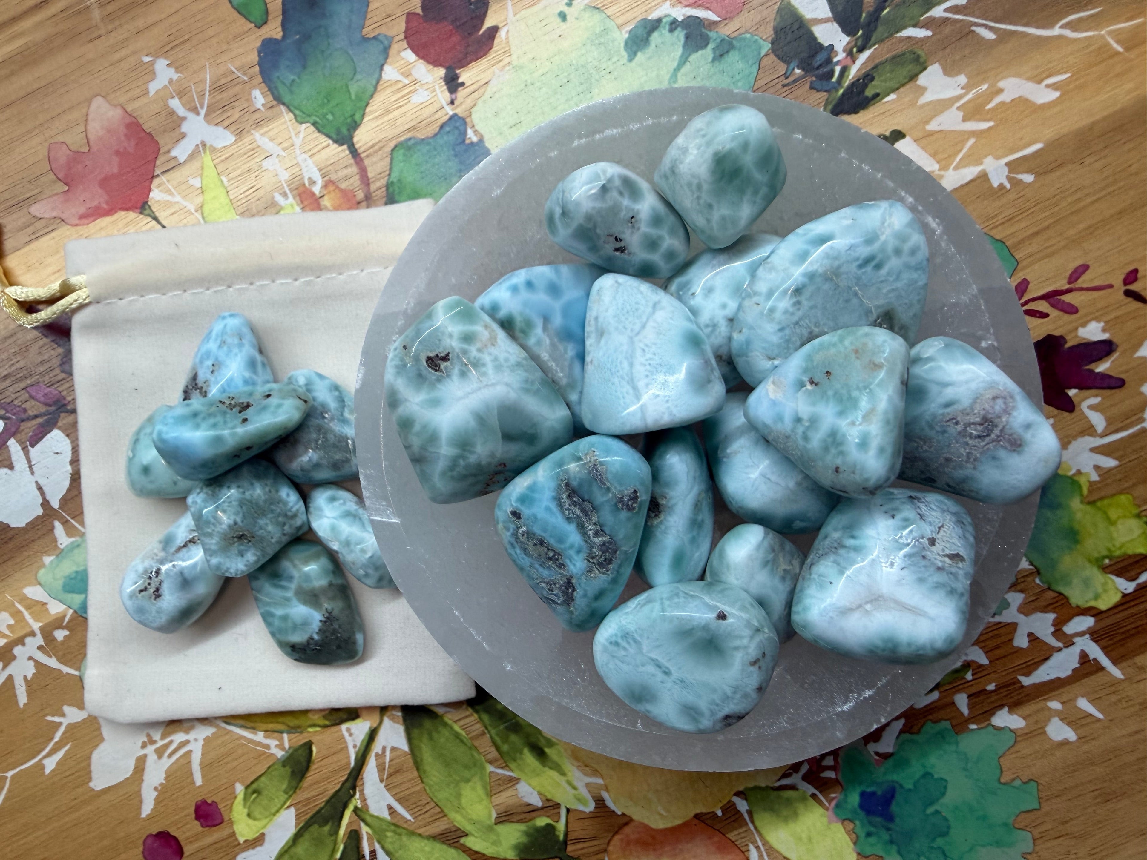 Larimar Tumbled Stone — Ethically Sourced, Dominican Republic | Choose Your Size