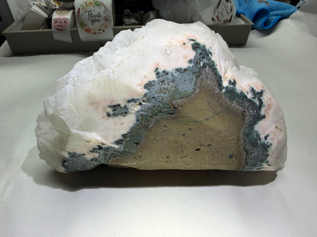 Apophyllite Crystal Cluster Natural Specimen with Possible Fluorite, 8.5 Inch Display Piece