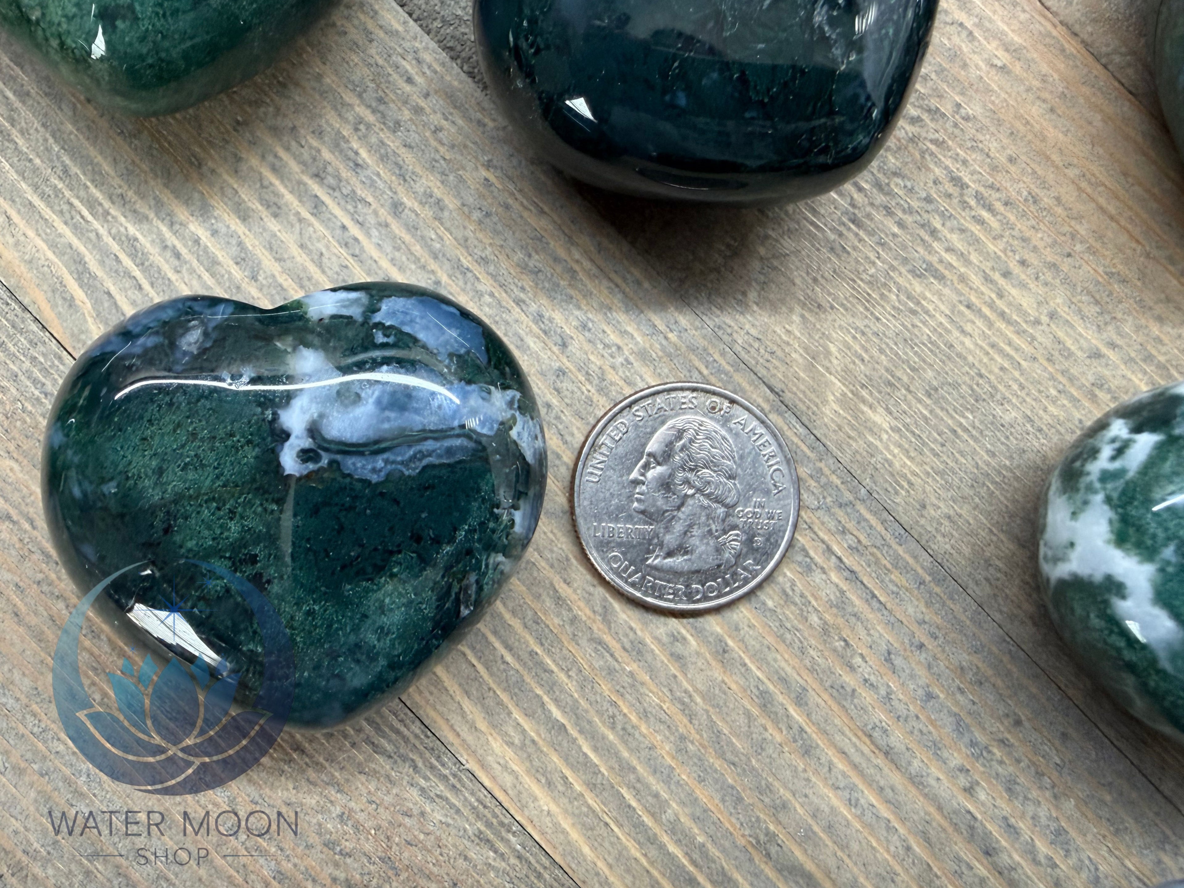 Green Moss Agate Puffy Heart