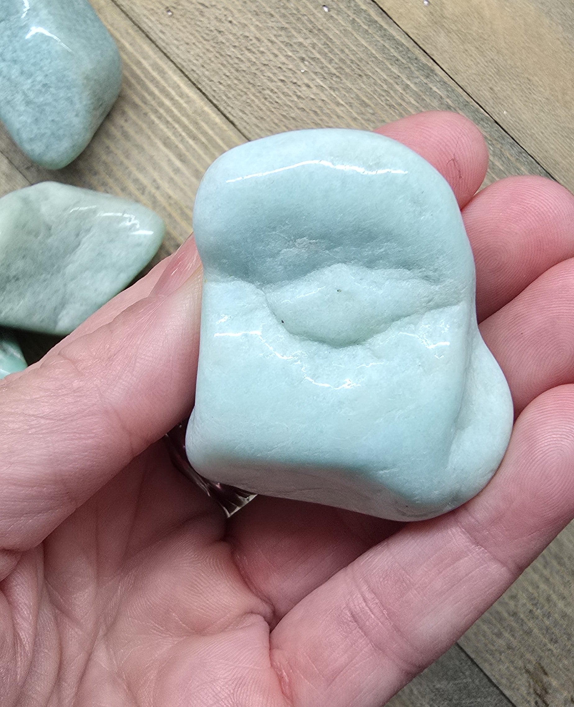 Large Tumbled Amazonite Crystal 2"–2.5" – Polished Healing Stone for Calm, Throat Chakra & Communication