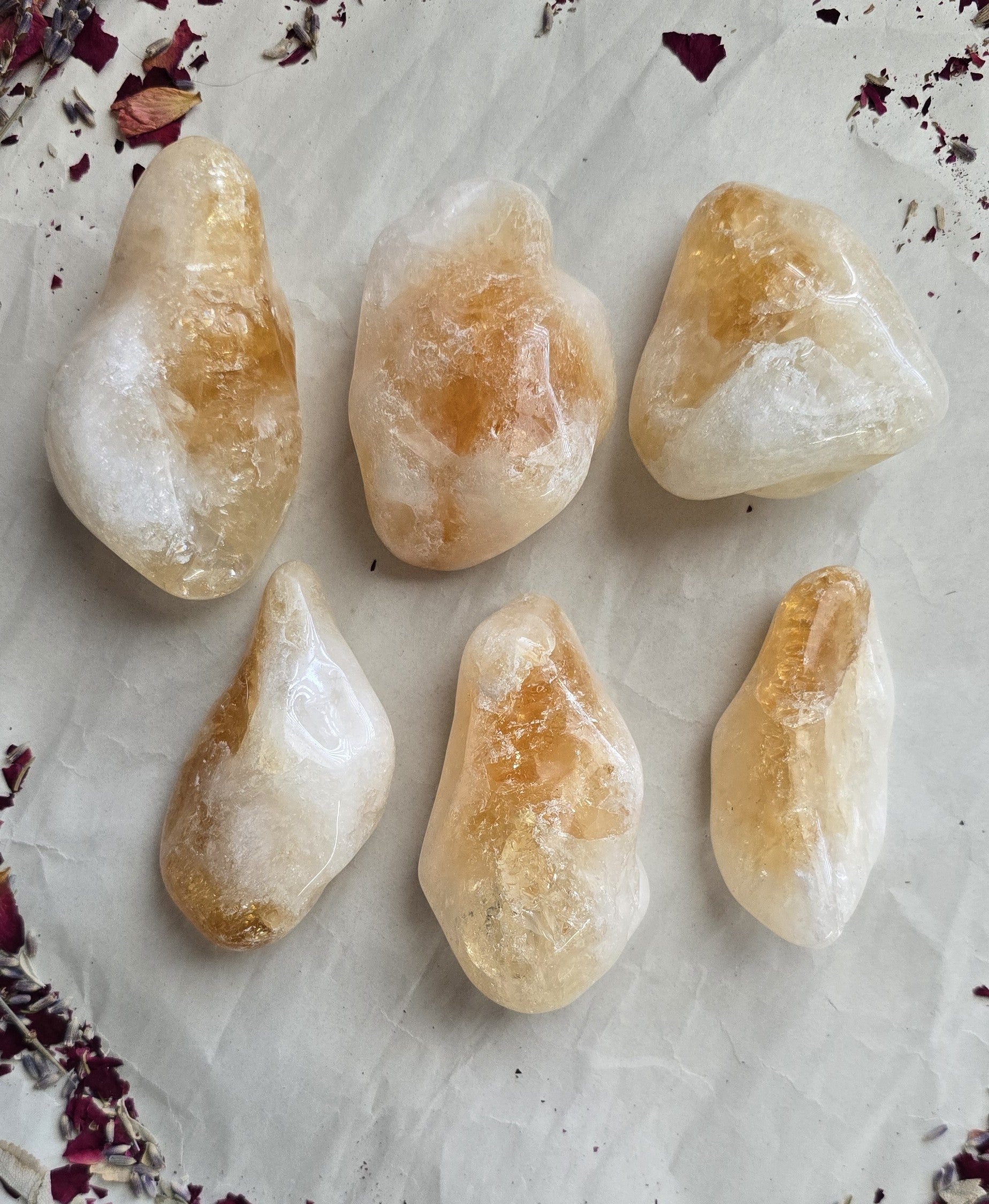 Citrine Crystal Tumbled & Polished (Heat Treated Amethyst)