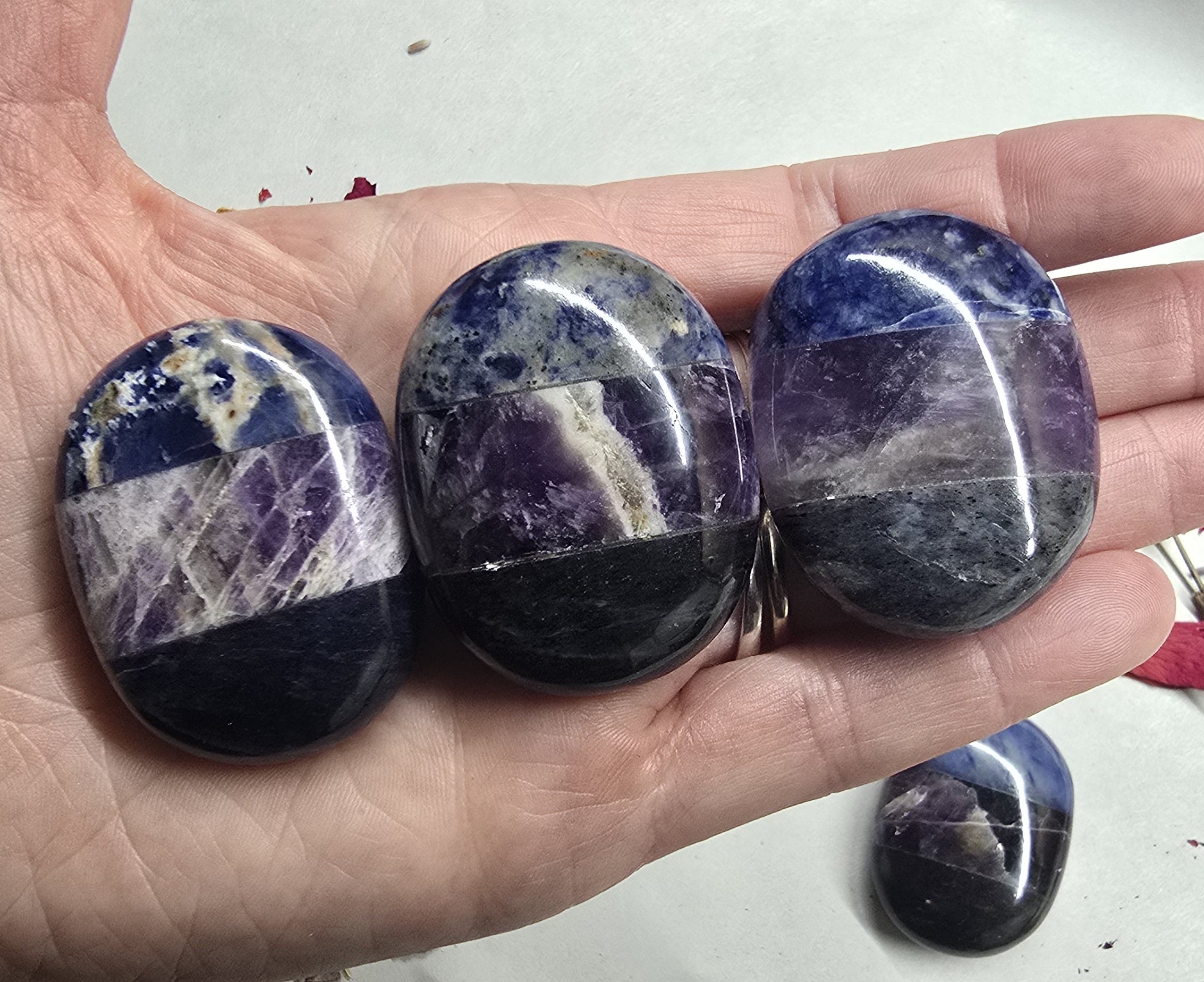 Sodalite Amethyst Blue Aventurine Combination Palm Stone