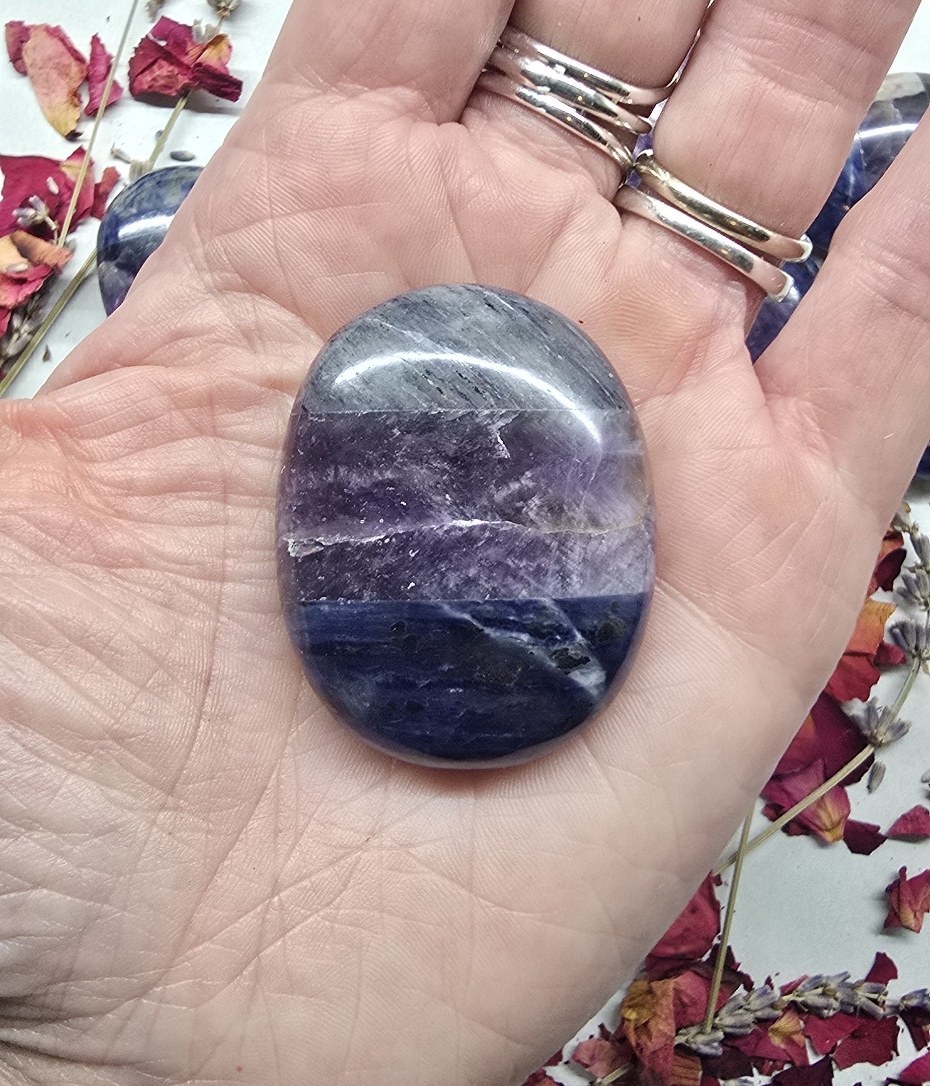 Sodalite Amethyst Blue Aventurine Combination Palm Stone