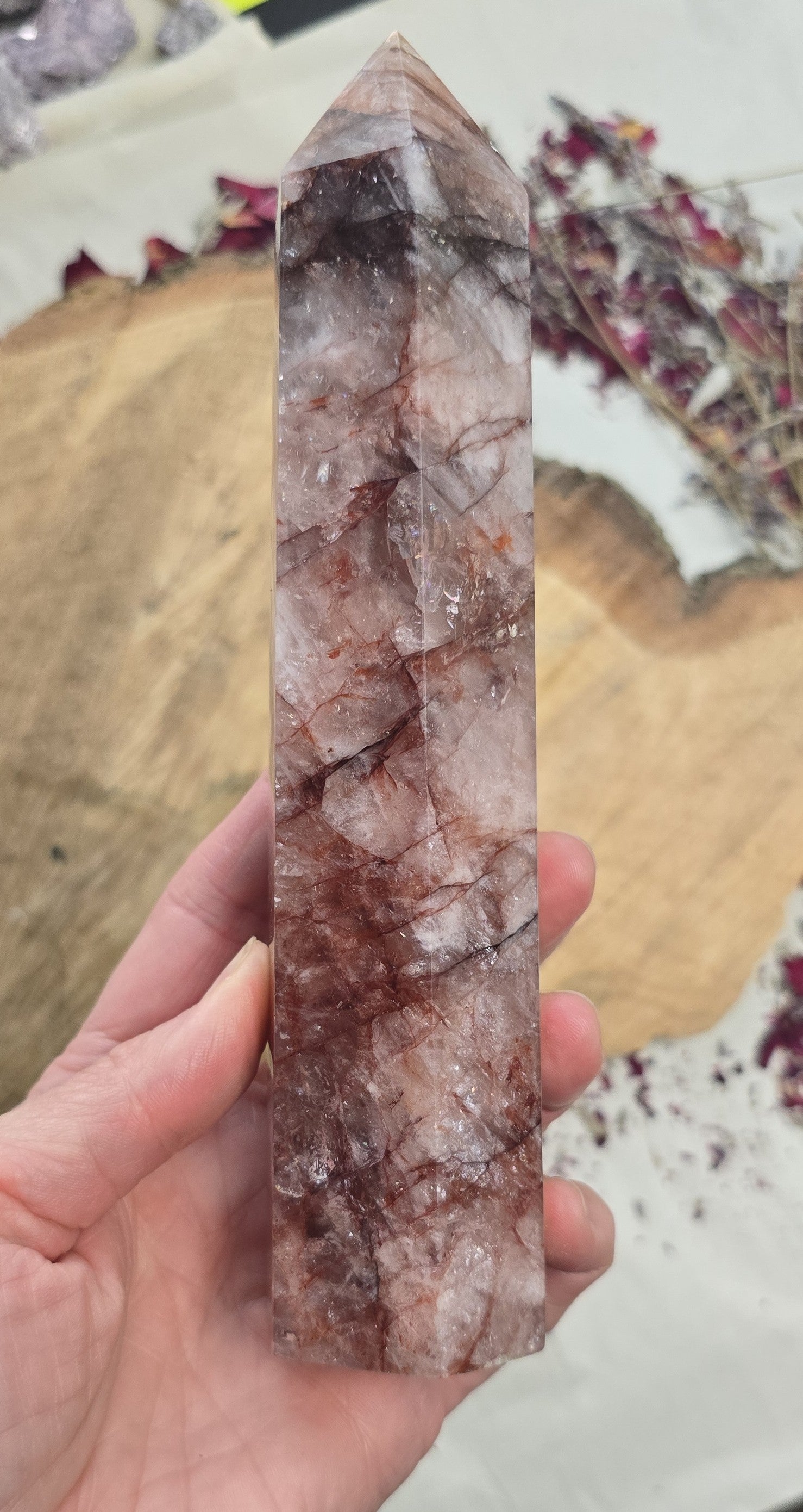 7.5" Hematoid Fire Quartz Tower - Fire Quartz Tower Point