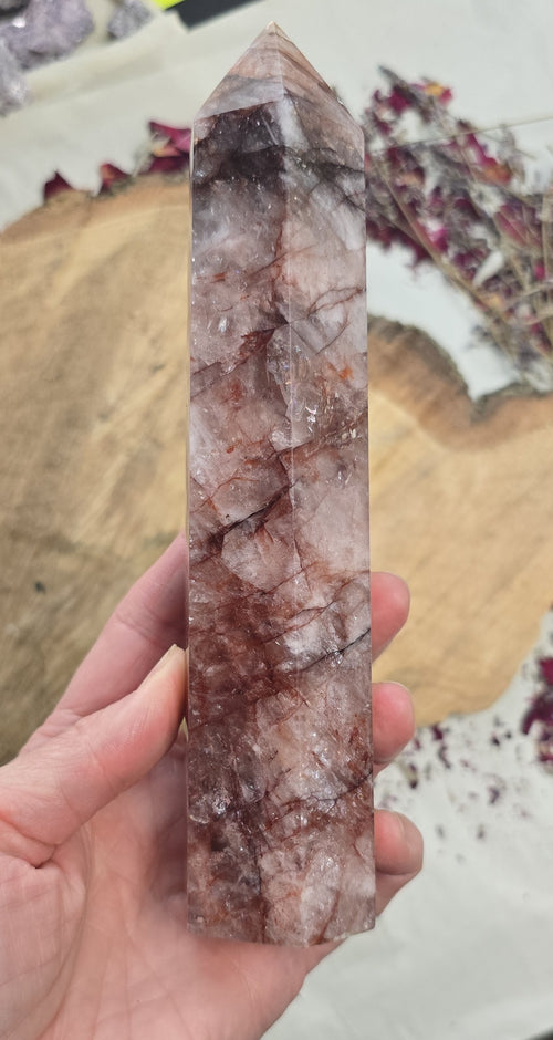 7.5" Hematoid Fire Quartz Tower - Fire Quartz Tower Point