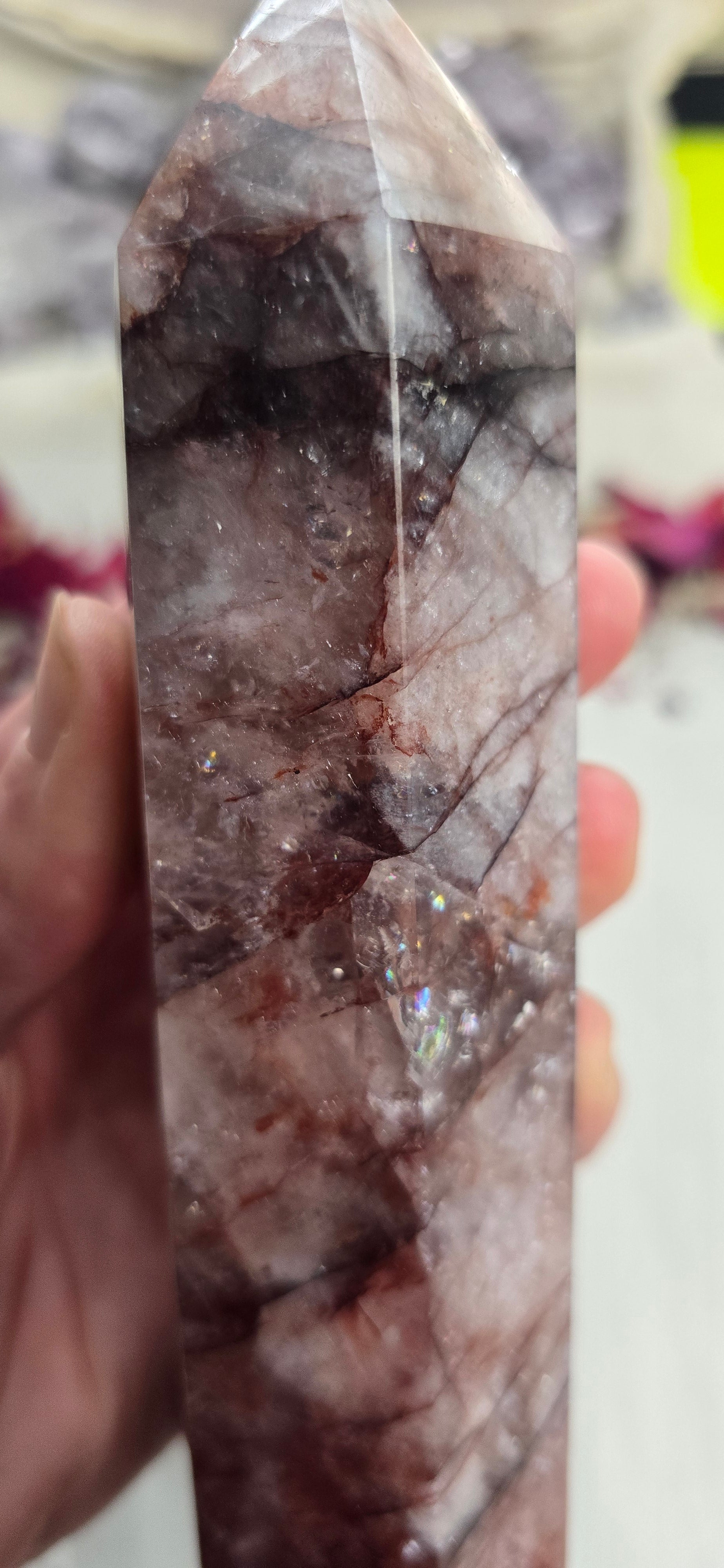 7.5" Hematoid Fire Quartz Tower - Fire Quartz Tower Point