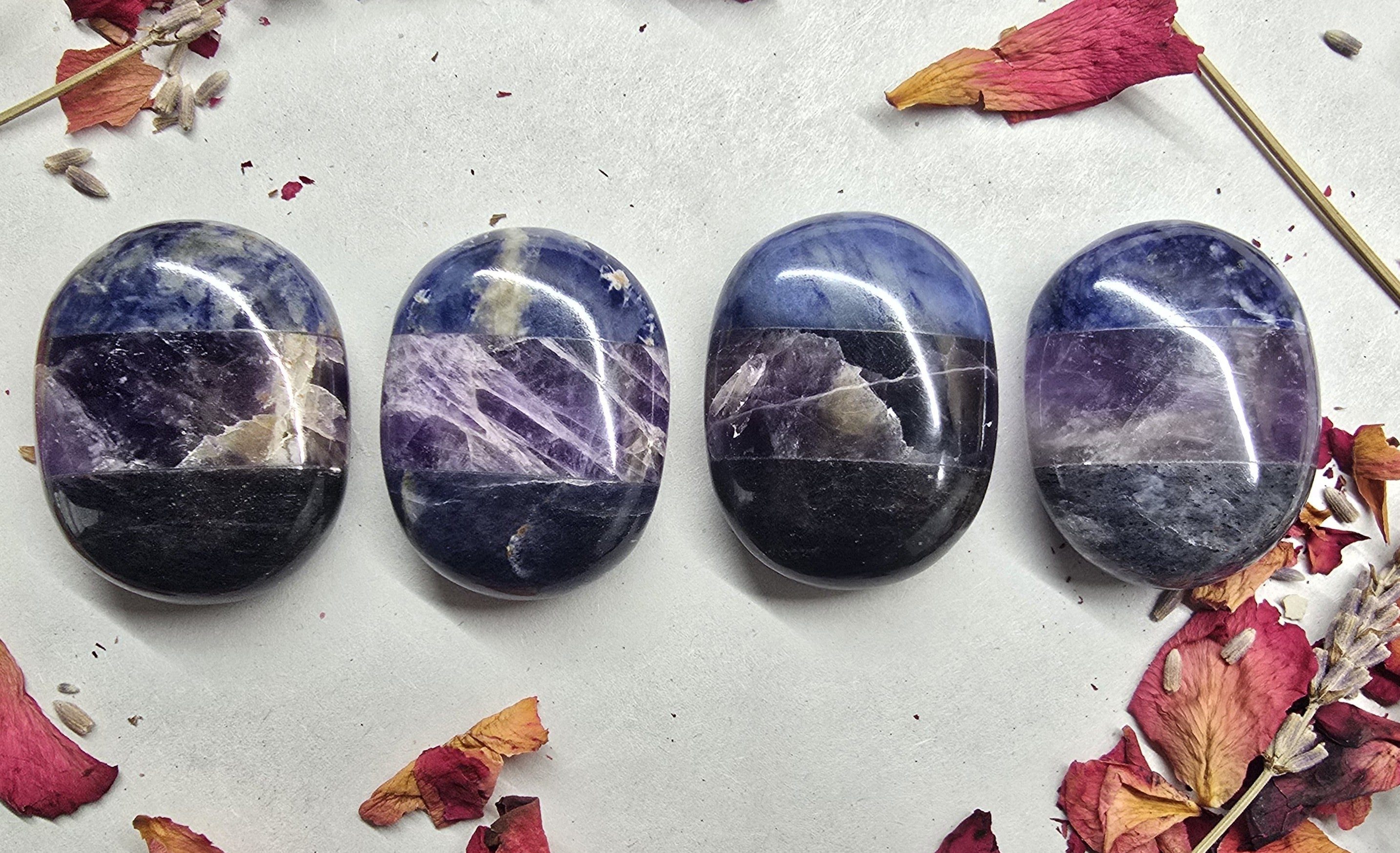 Sodalite Amethyst Blue Aventurine Combination Palm Stone