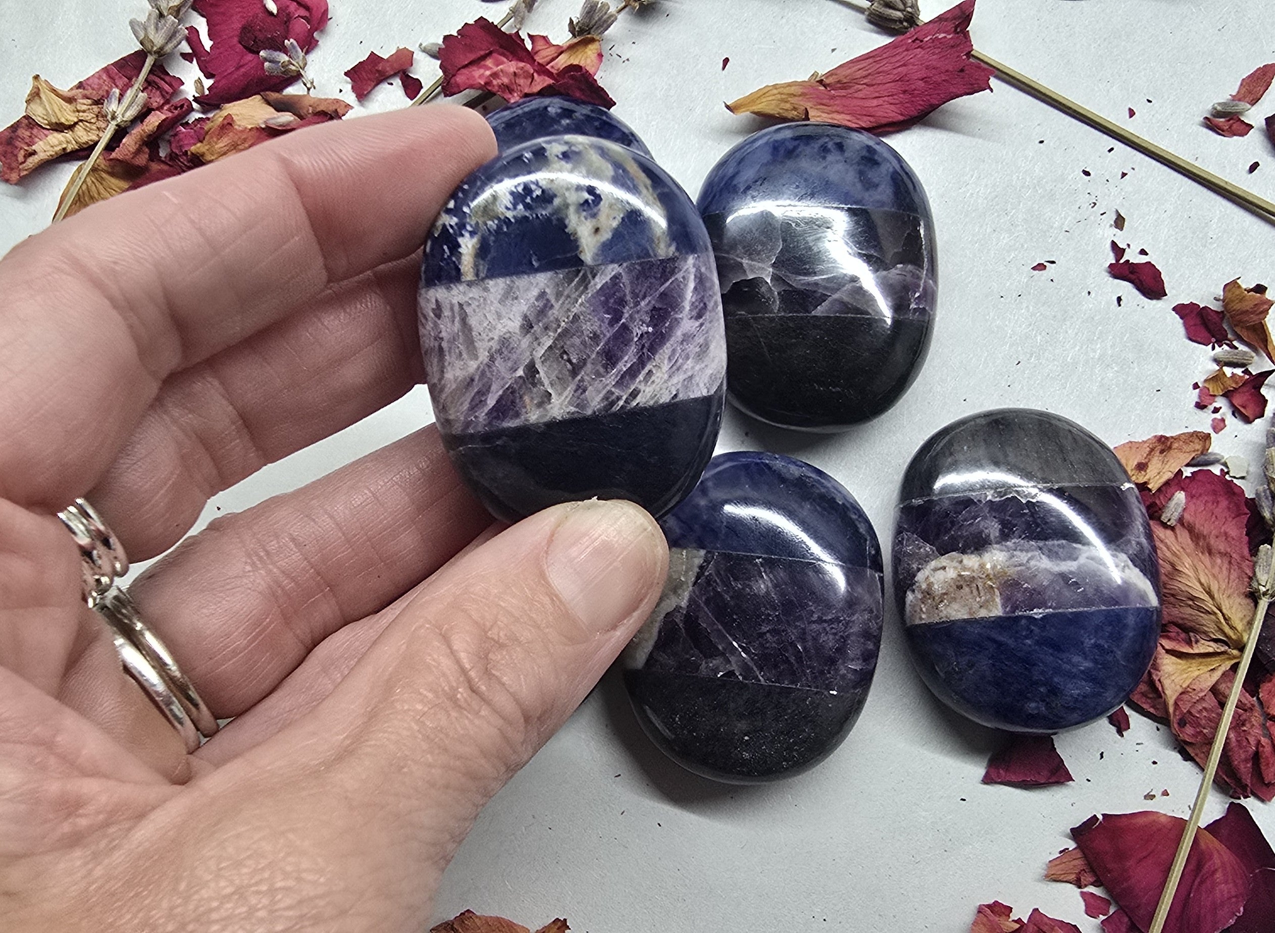 Sodalite Amethyst Blue Aventurine Combination Palm Stone