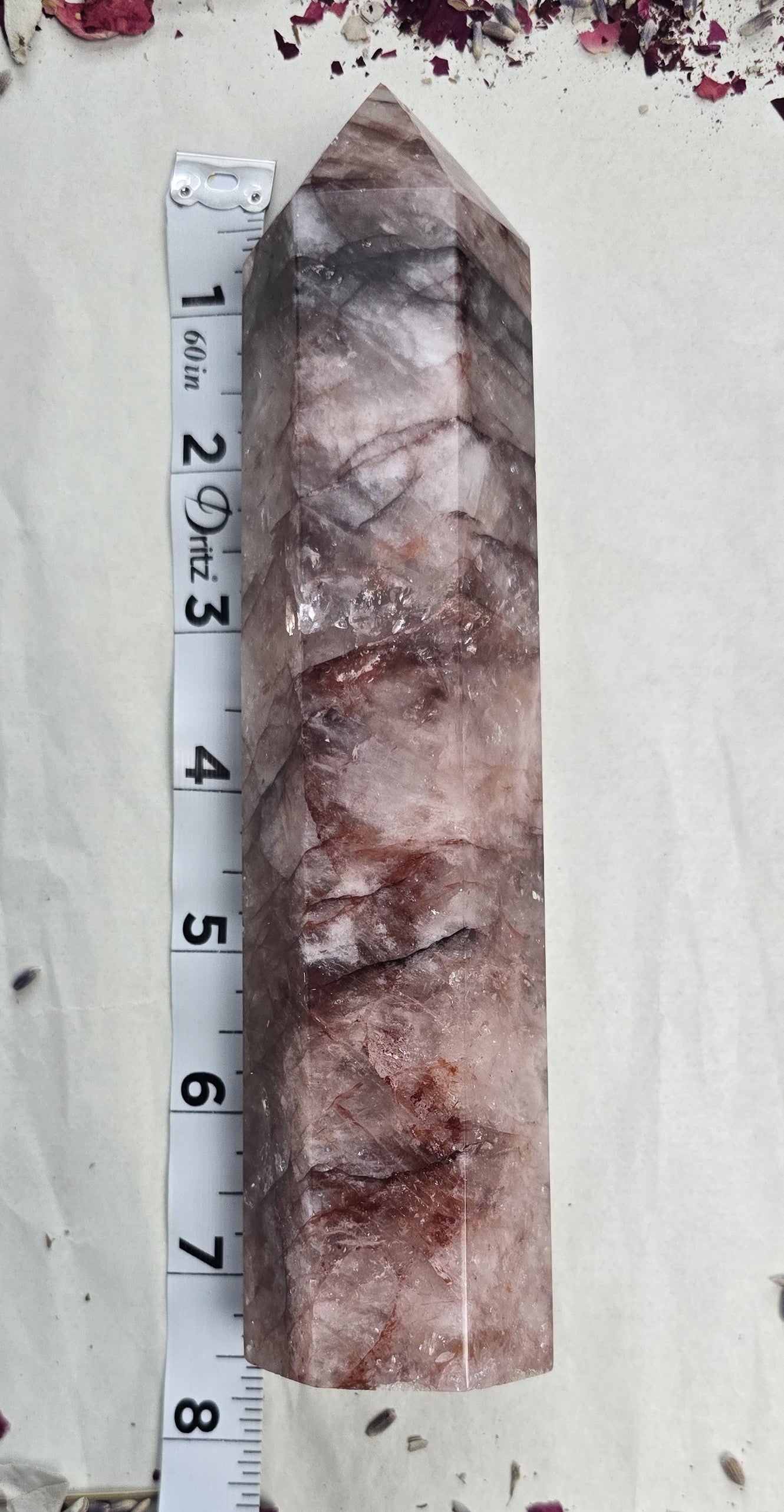 7.5" Hematoid Fire Quartz Tower - Fire Quartz Tower Point