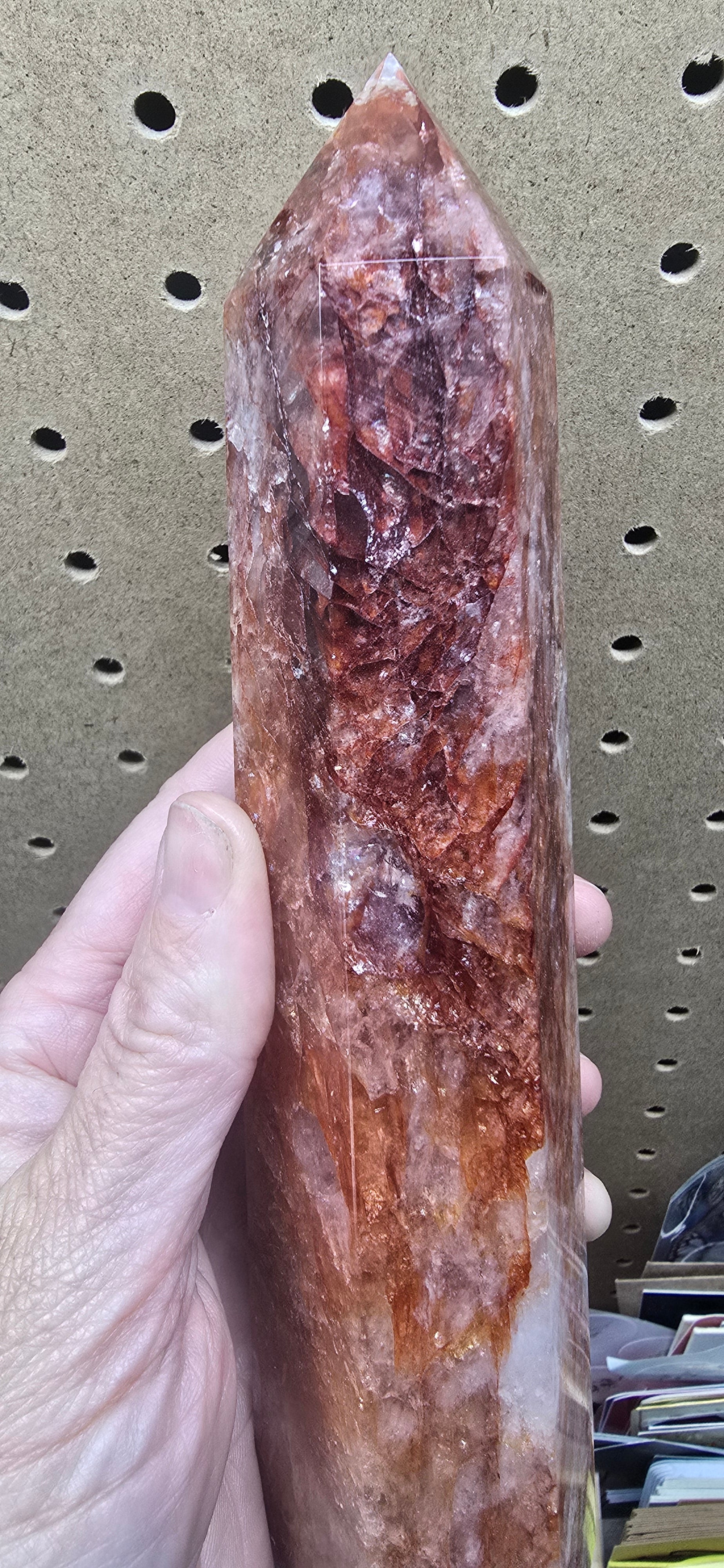 8" Red Fire Crystal Hematoid Quartz Tower 1lb 5.5oz Crystal Specimen