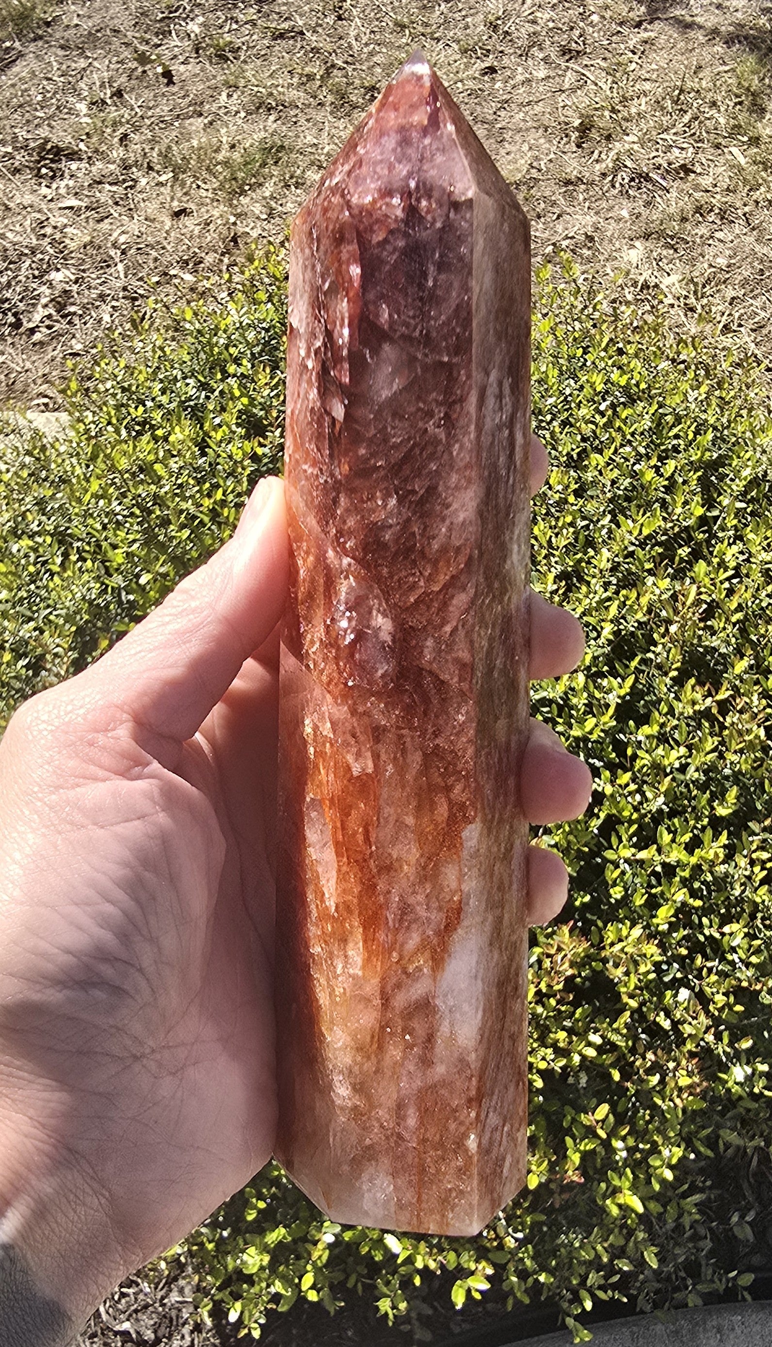 8" Red Fire Crystal Hematoid Quartz Tower 1lb 5.5oz Crystal Specimen