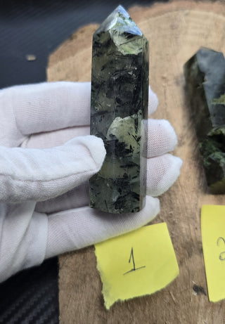Epidote in Prehnite Towers Green Gemstone