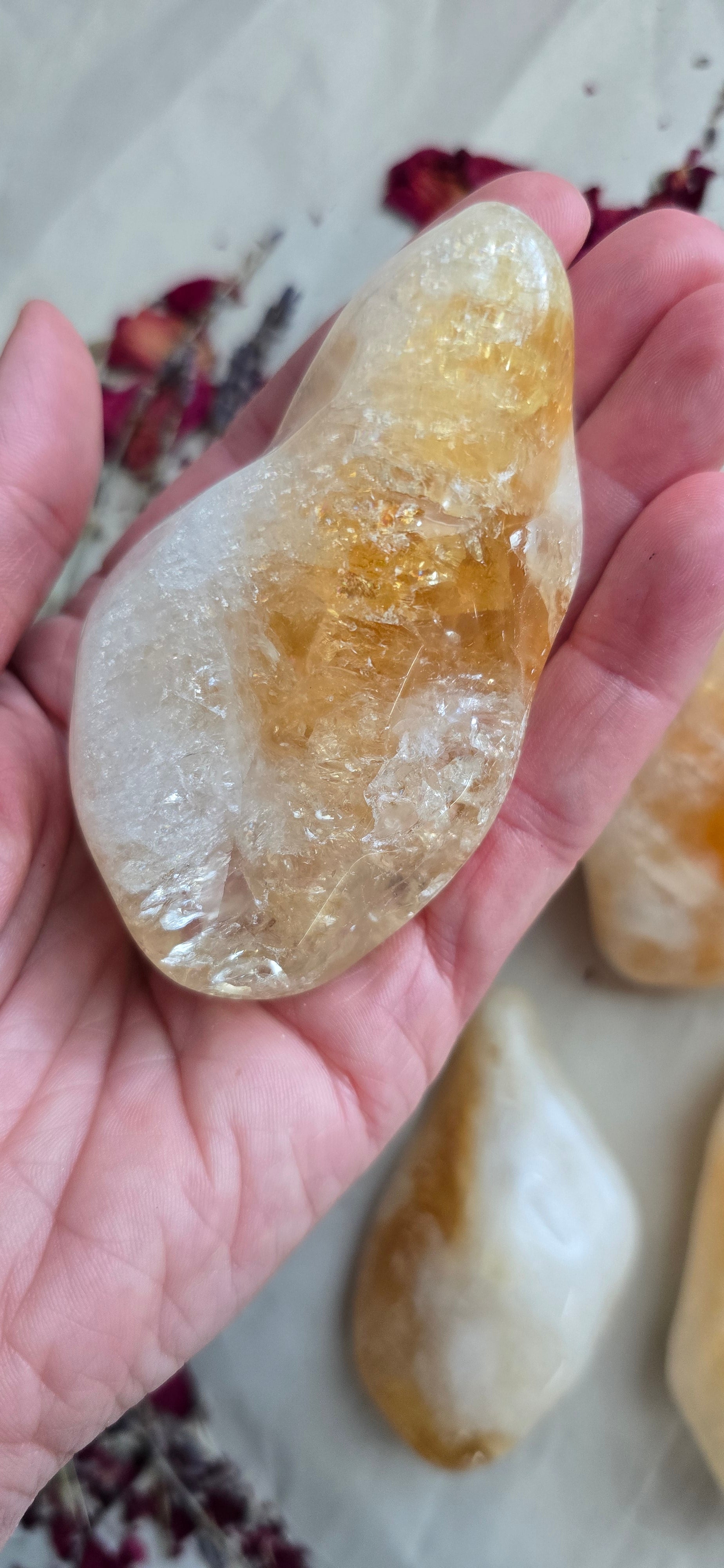 Citrine Crystal Tumbled & Polished (Heat Treated Amethyst)