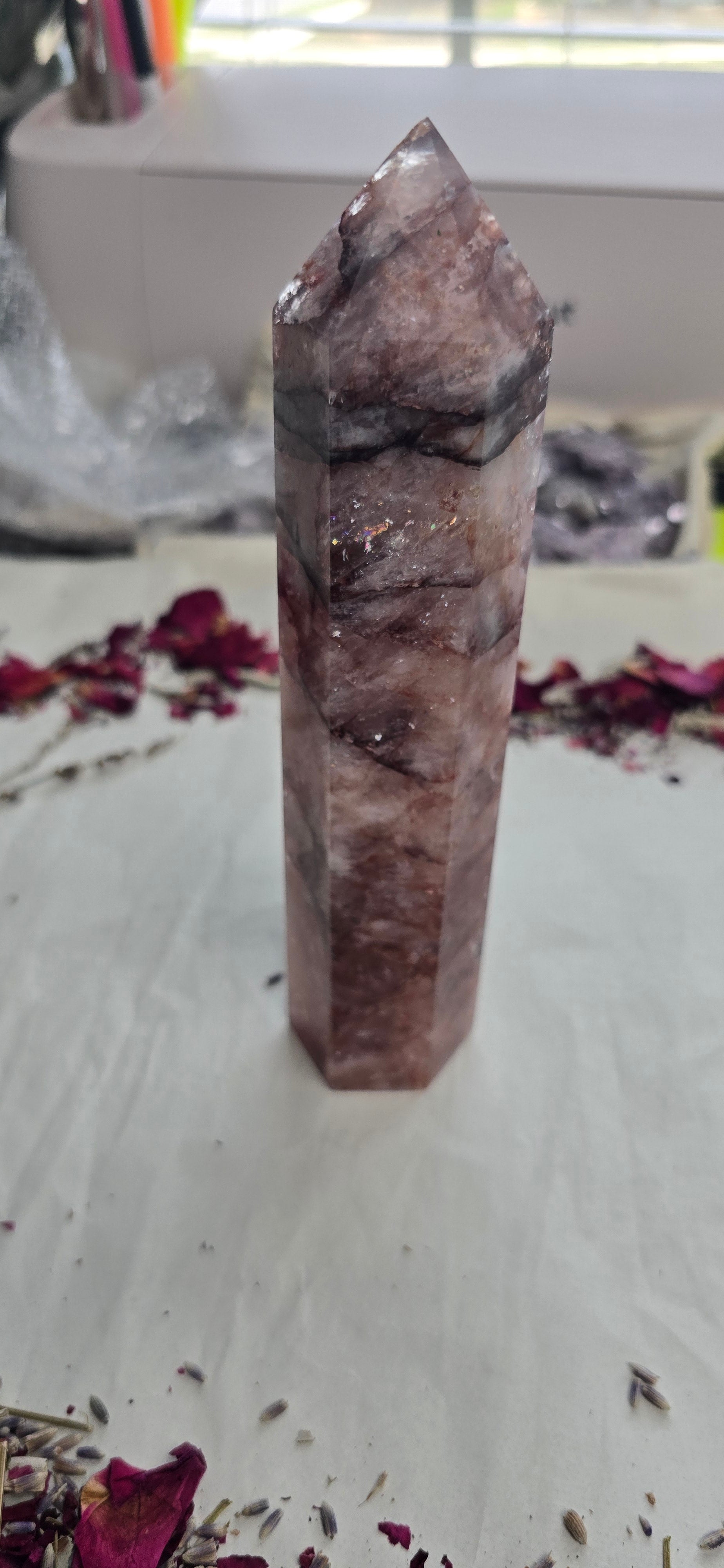 7.5" Hematoid Fire Quartz Tower - Fire Quartz Tower Point