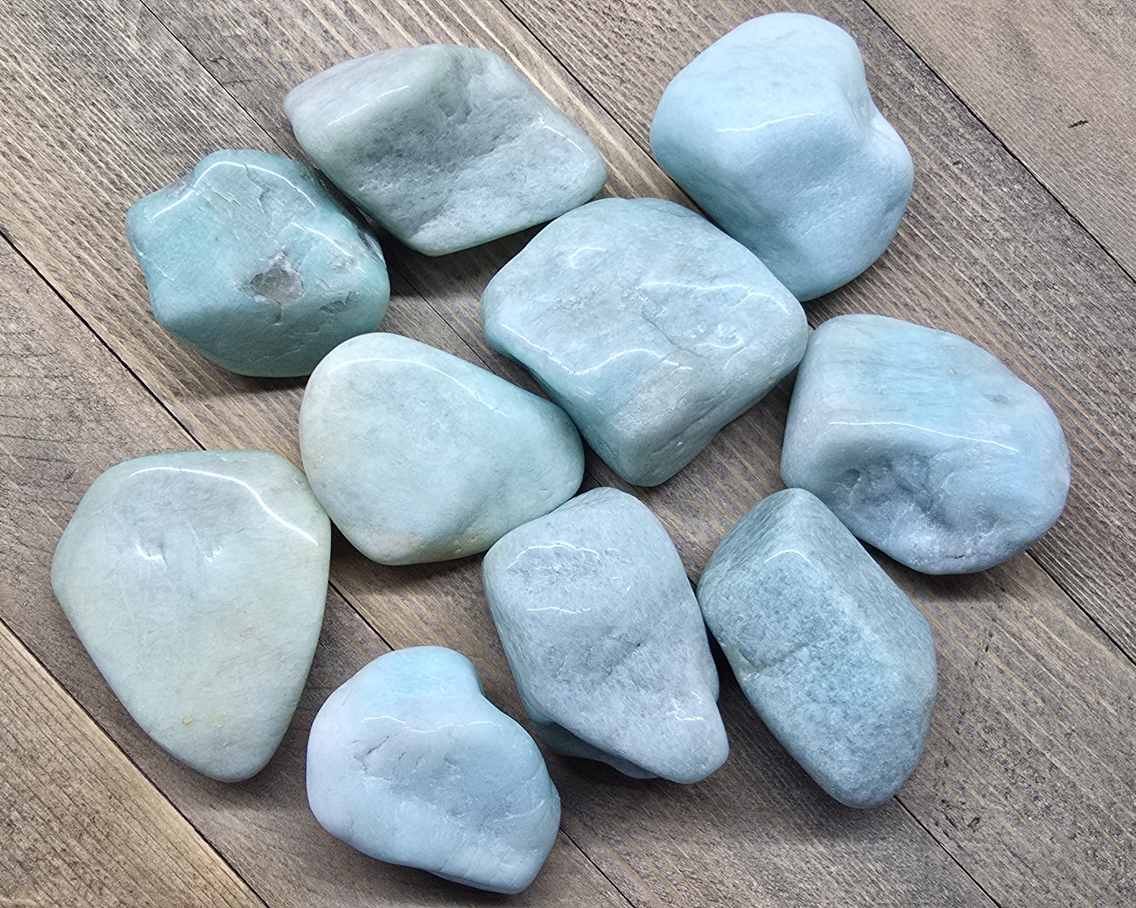Large Tumbled Amazonite Crystal 2"–2.5" – Polished Healing Stone for Calm, Throat Chakra & Communication
