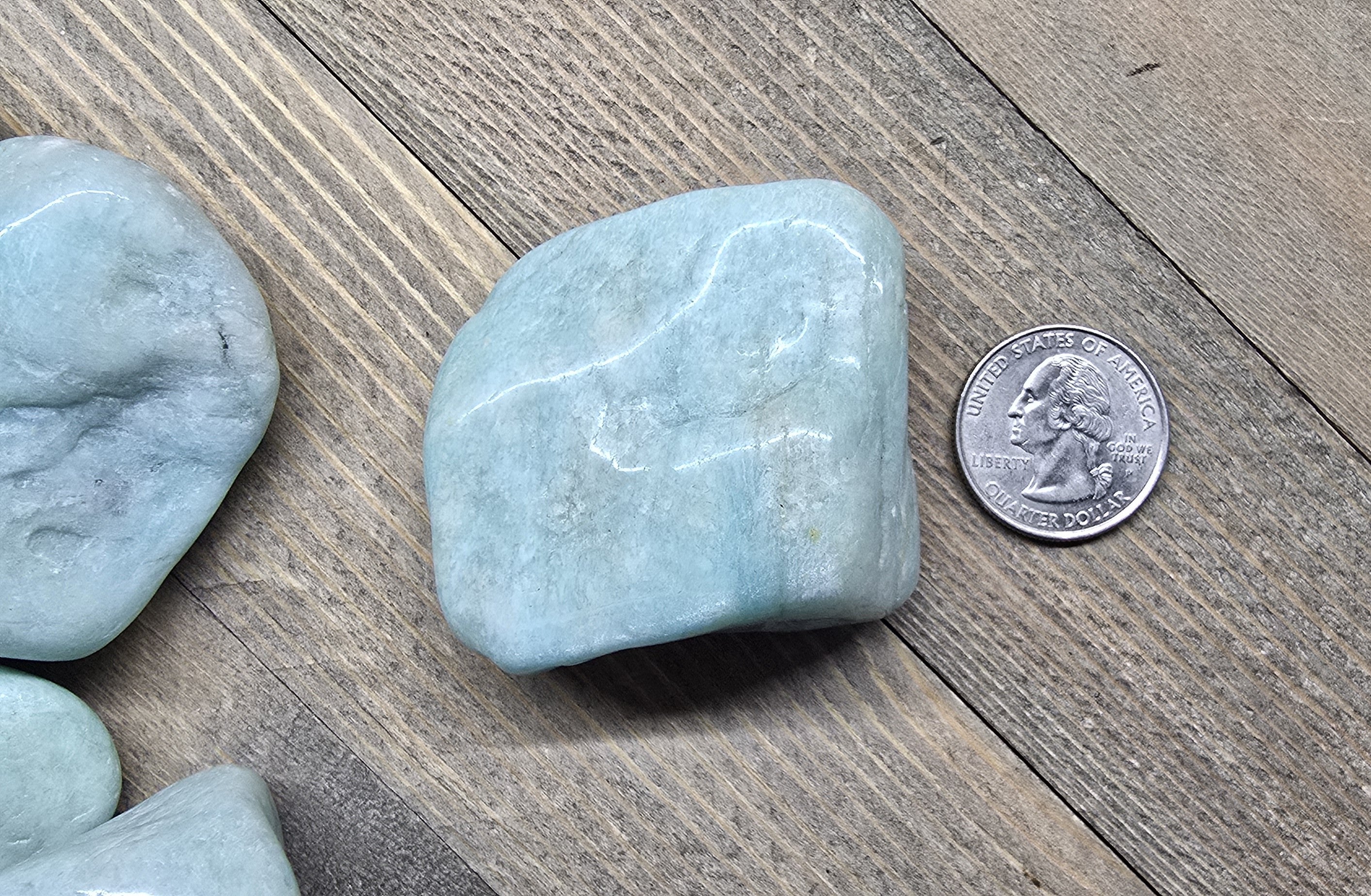 Large Tumbled Amazonite Crystal 2"–2.5" – Polished Healing Stone for Calm, Throat Chakra & Communication