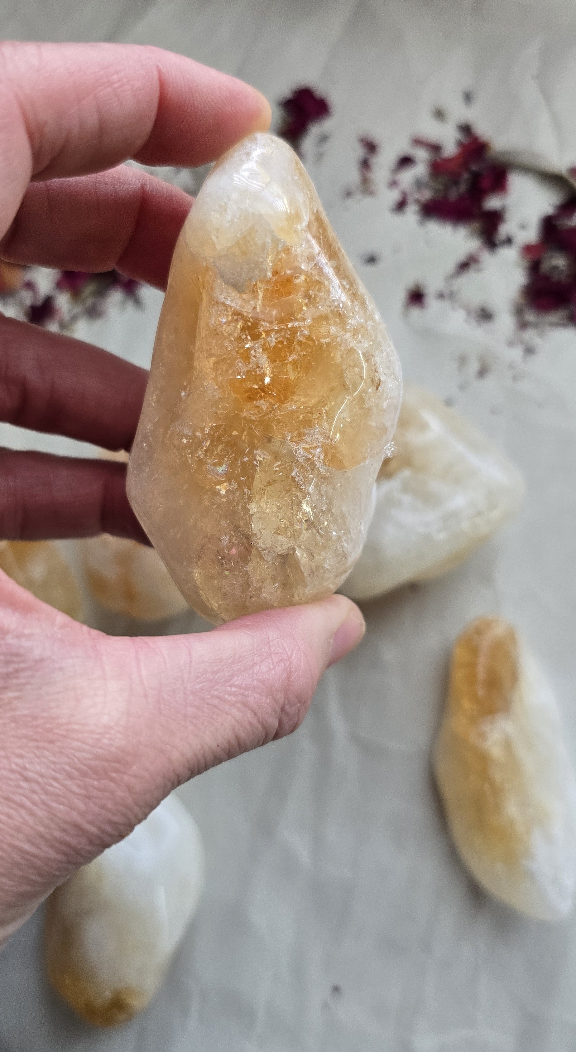 Citrine Crystal Tumbled & Polished (Heat Treated Amethyst)