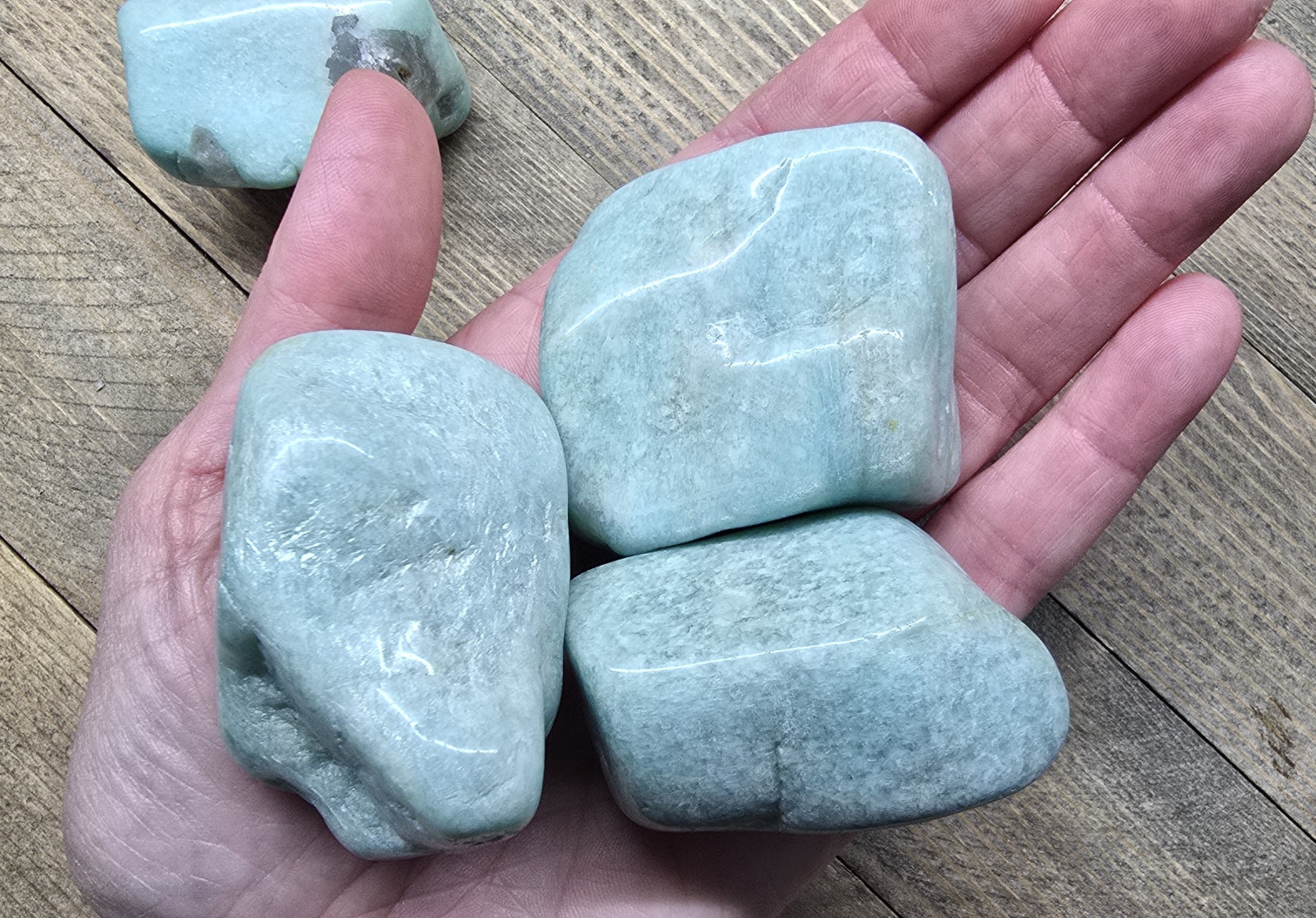 Large Tumbled Amazonite Crystal 2"–2.5" – Polished Healing Stone for Calm, Throat Chakra & Communication