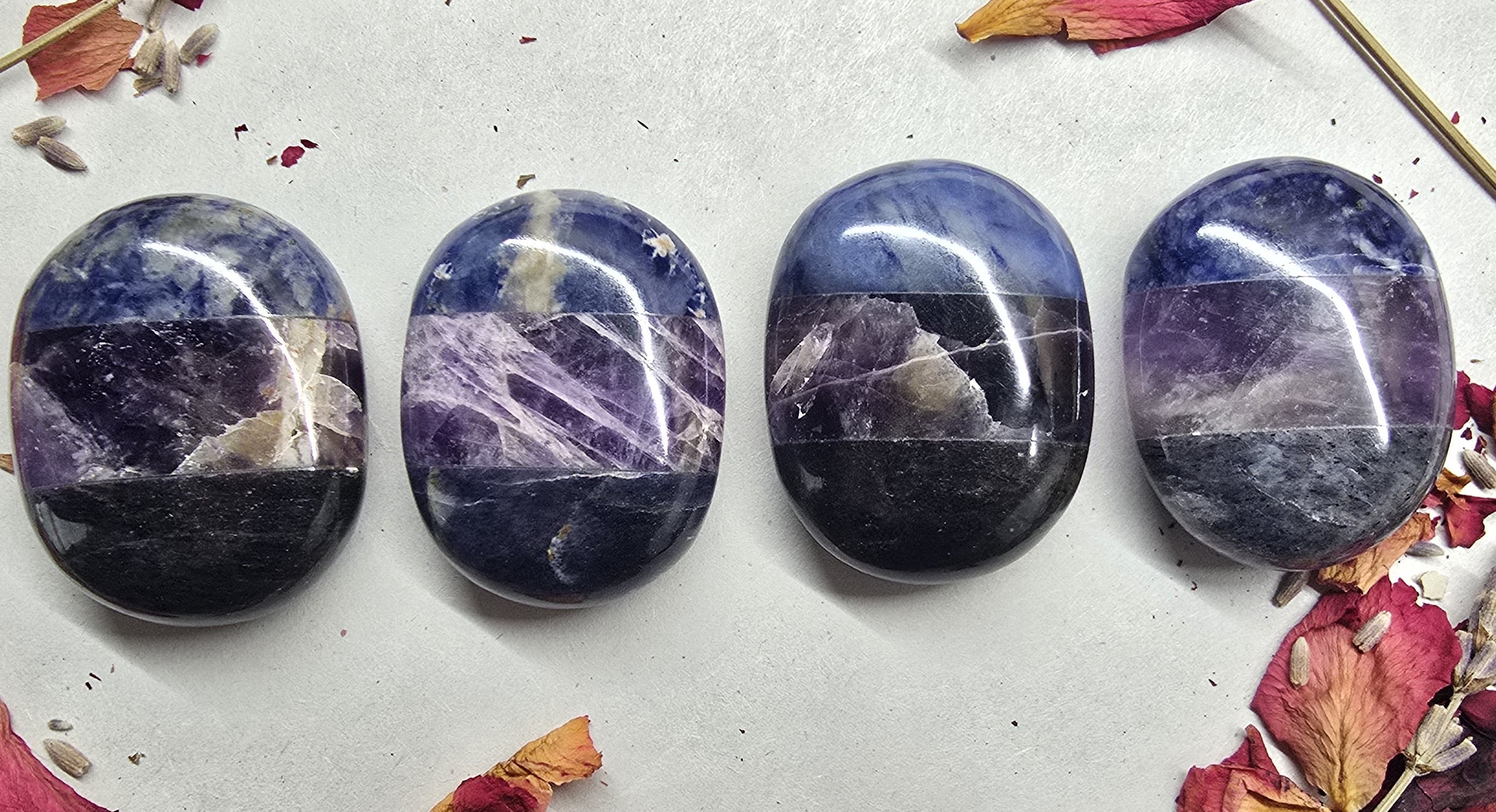 Sodalite Amethyst Blue Aventurine Combination Palm Stone