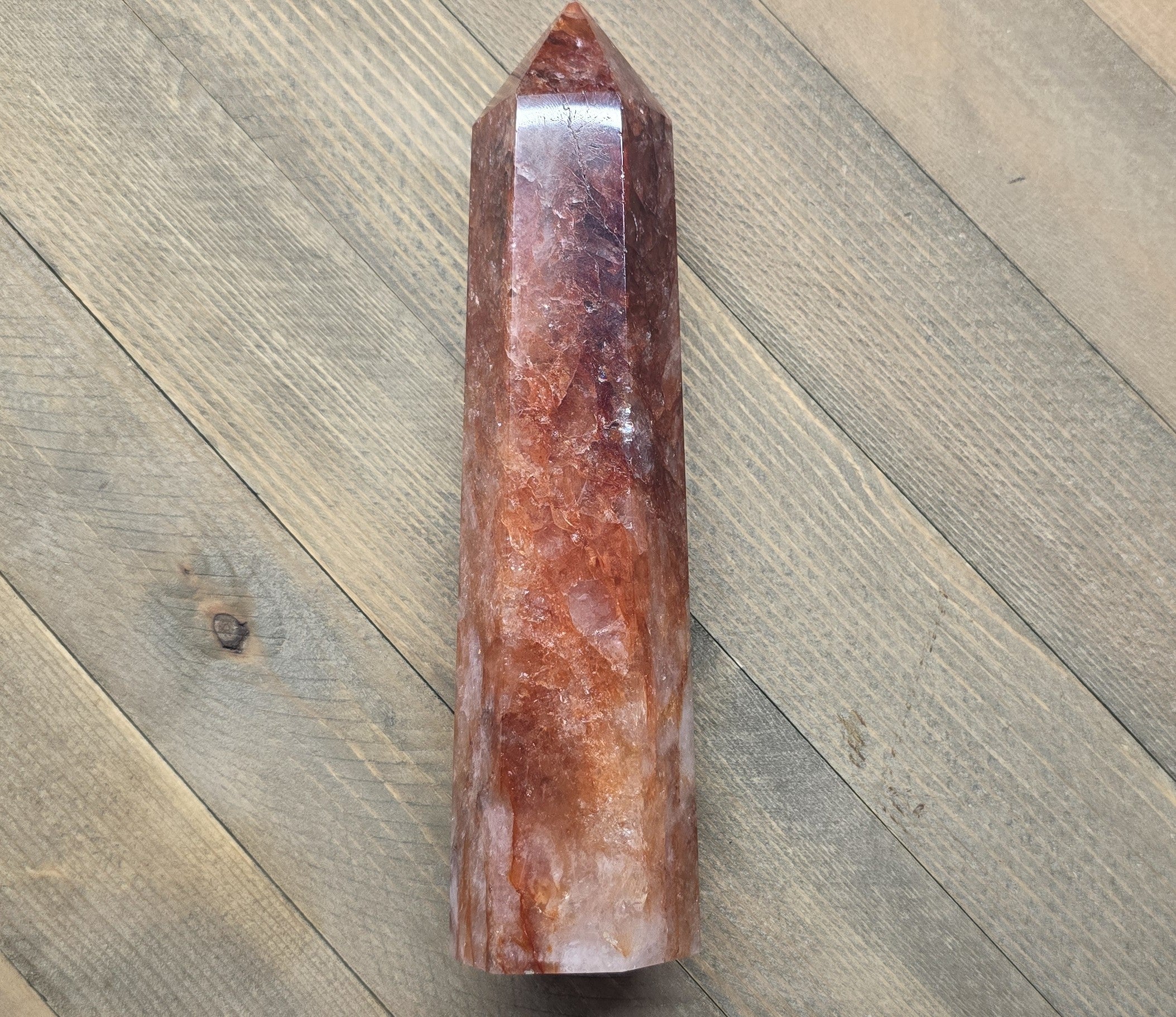 8" Red Fire Crystal Hematoid Quartz Tower 1lb 5.5oz Crystal Specimen