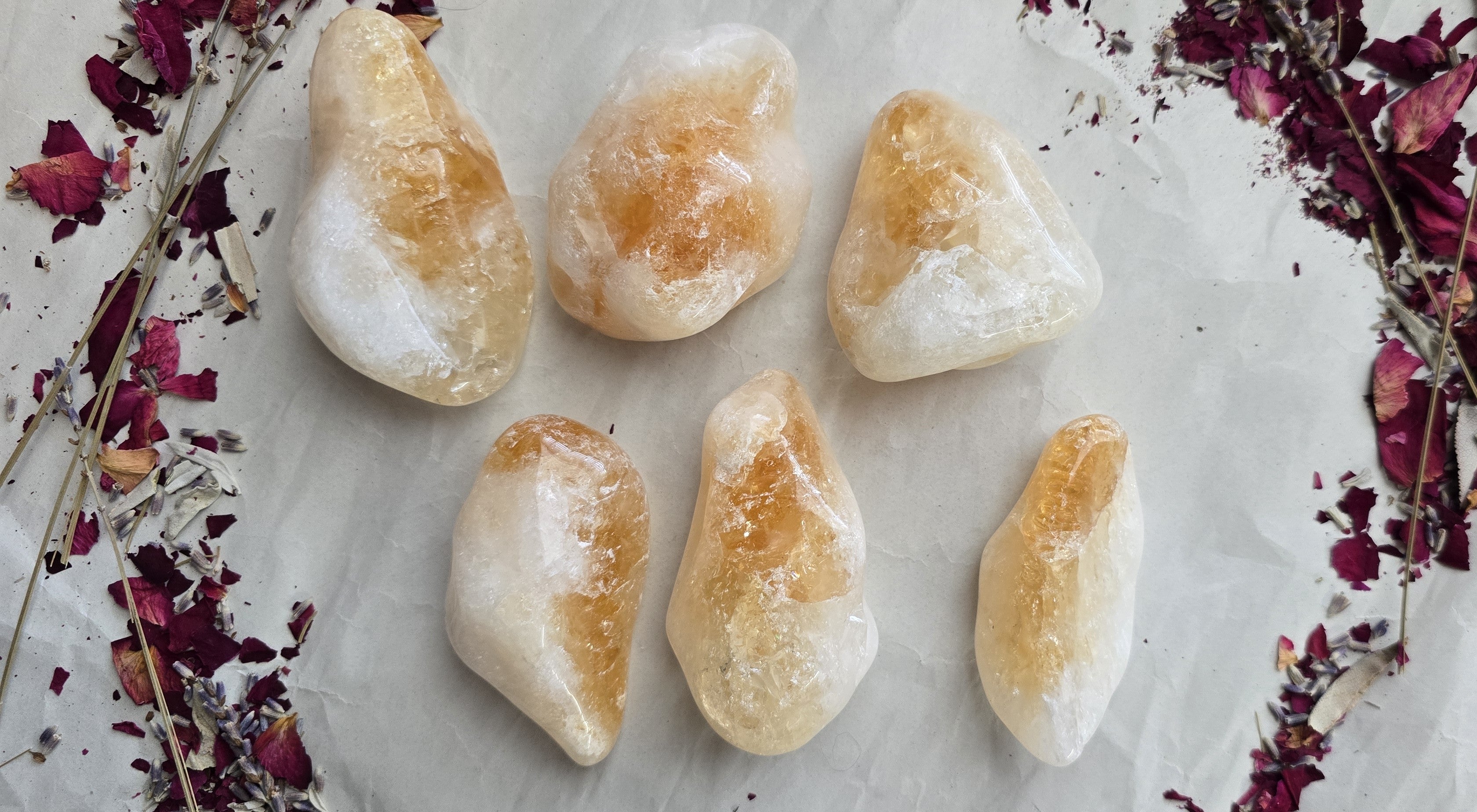 Citrine Crystal Tumbled & Polished (Heat Treated Amethyst)