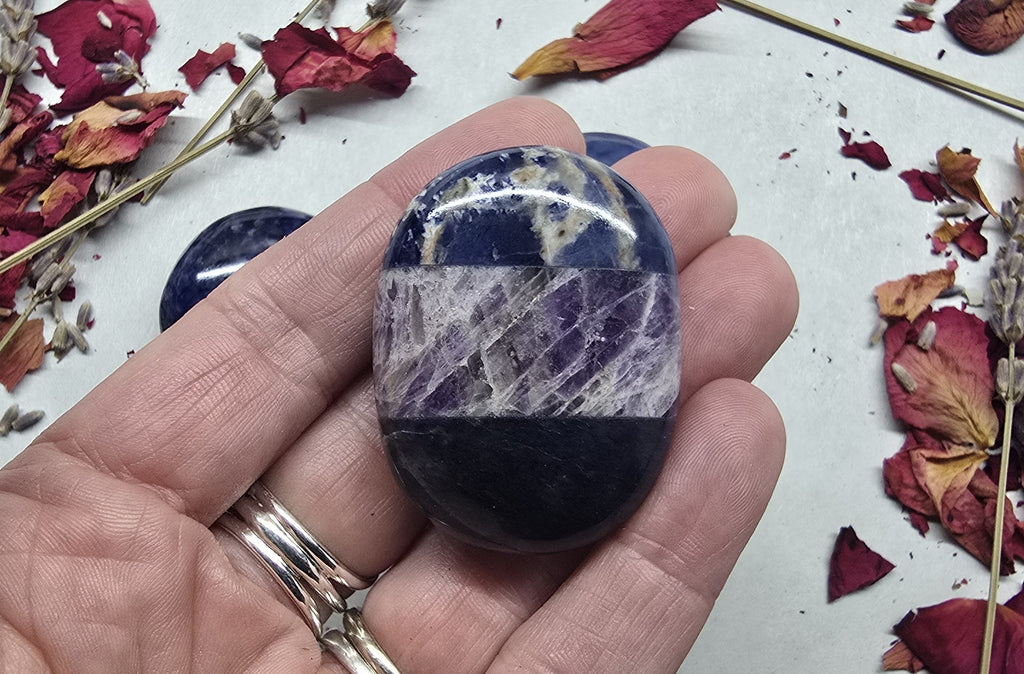 Sodalite Amethyst Blue Aventurine Combination Palm Stone