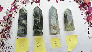 Epidote in Prehnite Towers Green Gemstone