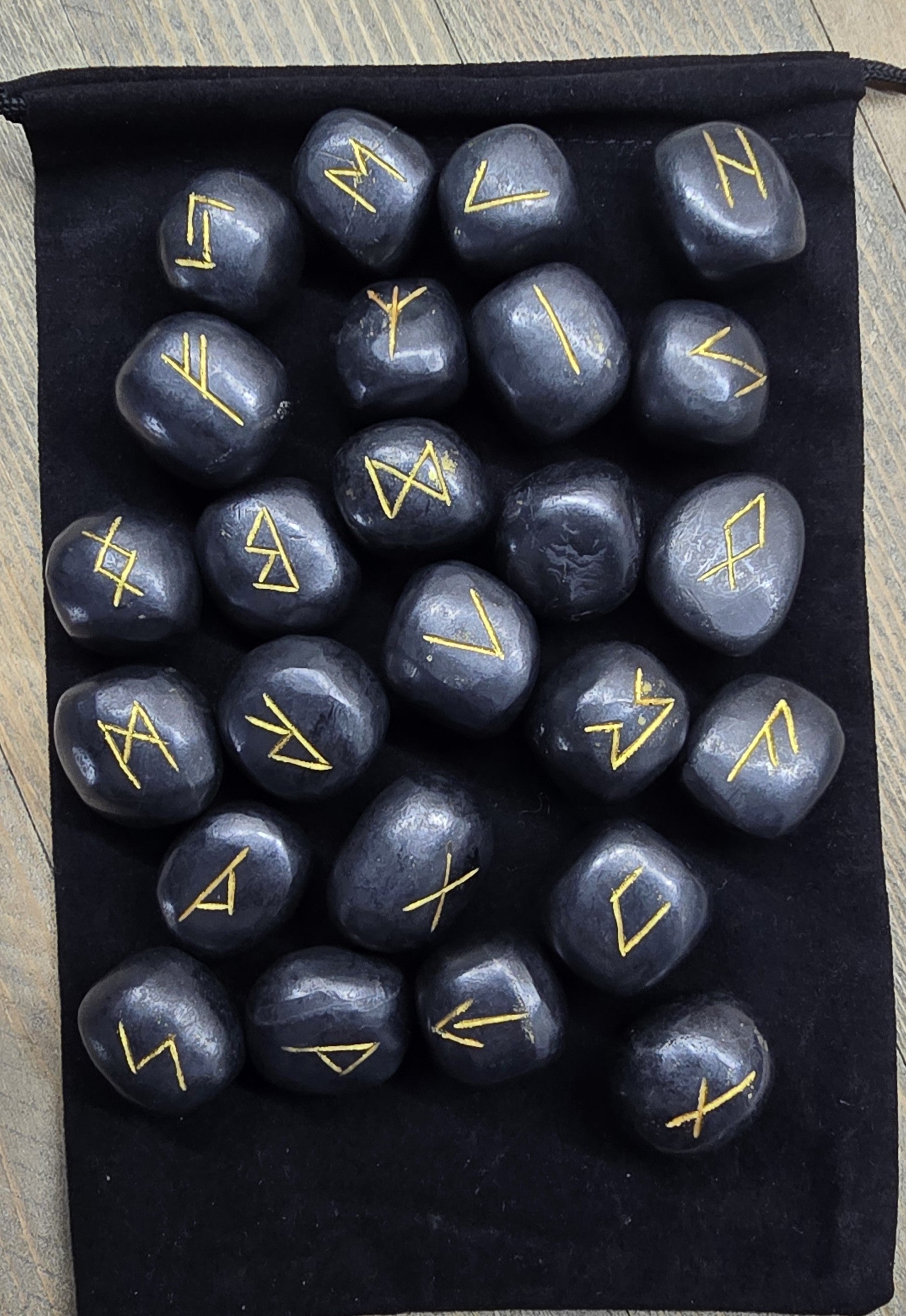 The Big Book of Runes & Rune Stones Rainbow Moonstone, Black Agate, Shungite, Bundle