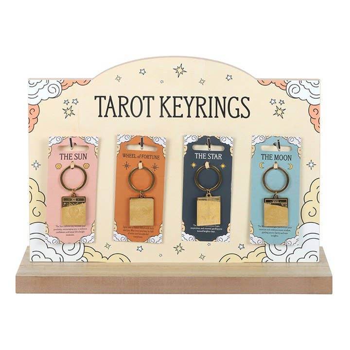 Vintage Tarot Card Keyrings, Sun, Moon, Wheel of Fortune, Star - Water Moon Shop