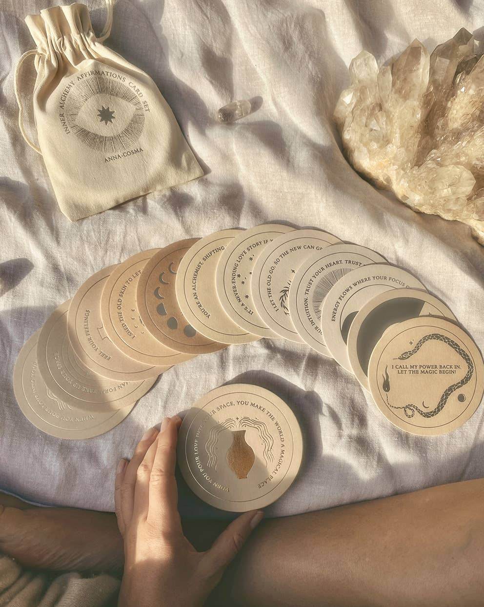 Inner Alchemy Affirmations - Round Card Deck - Gold Edition - Water Moon Shop
