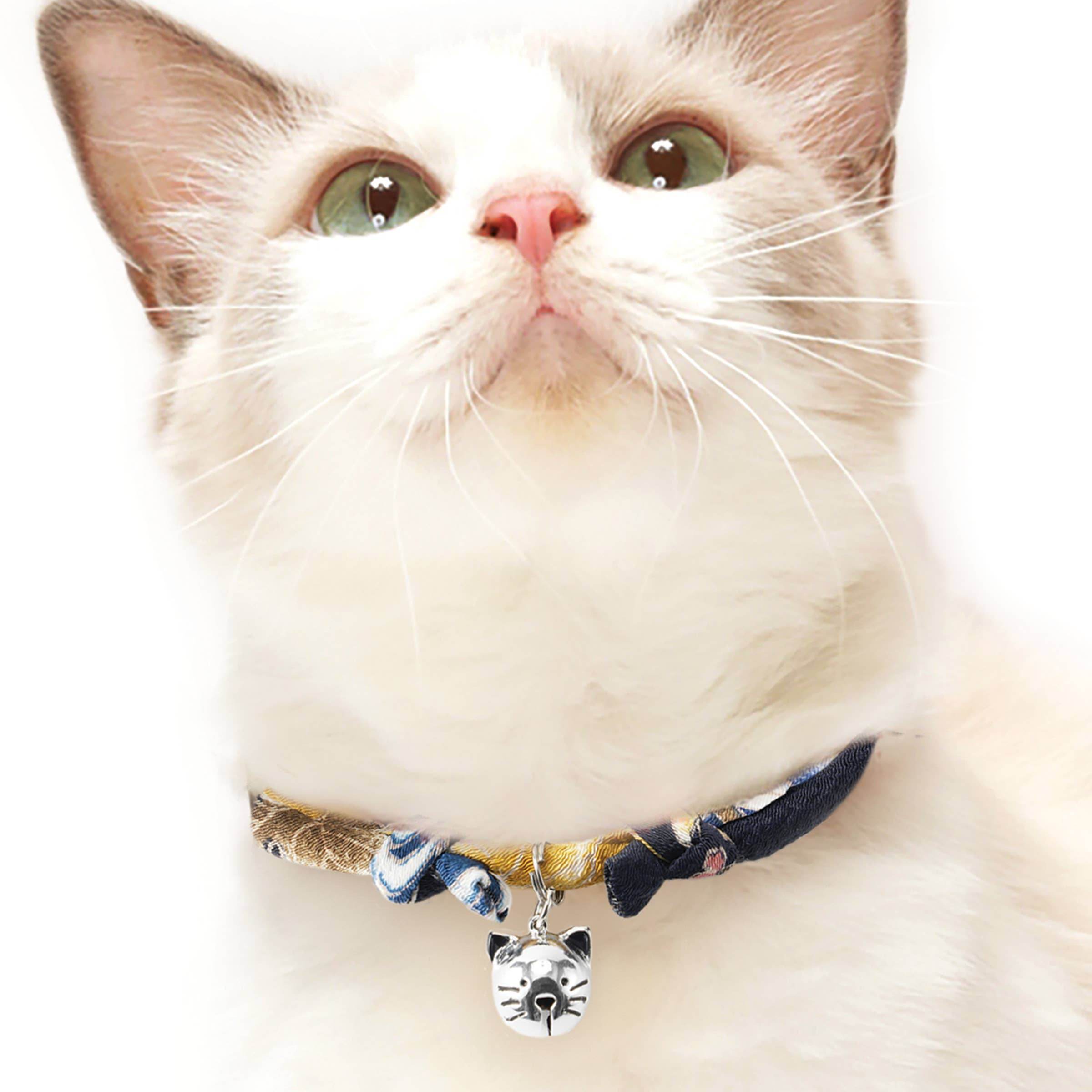 Chirimen Hanabi Fireworks Cat Collar (Midnight Blue) - Water Moon Shop