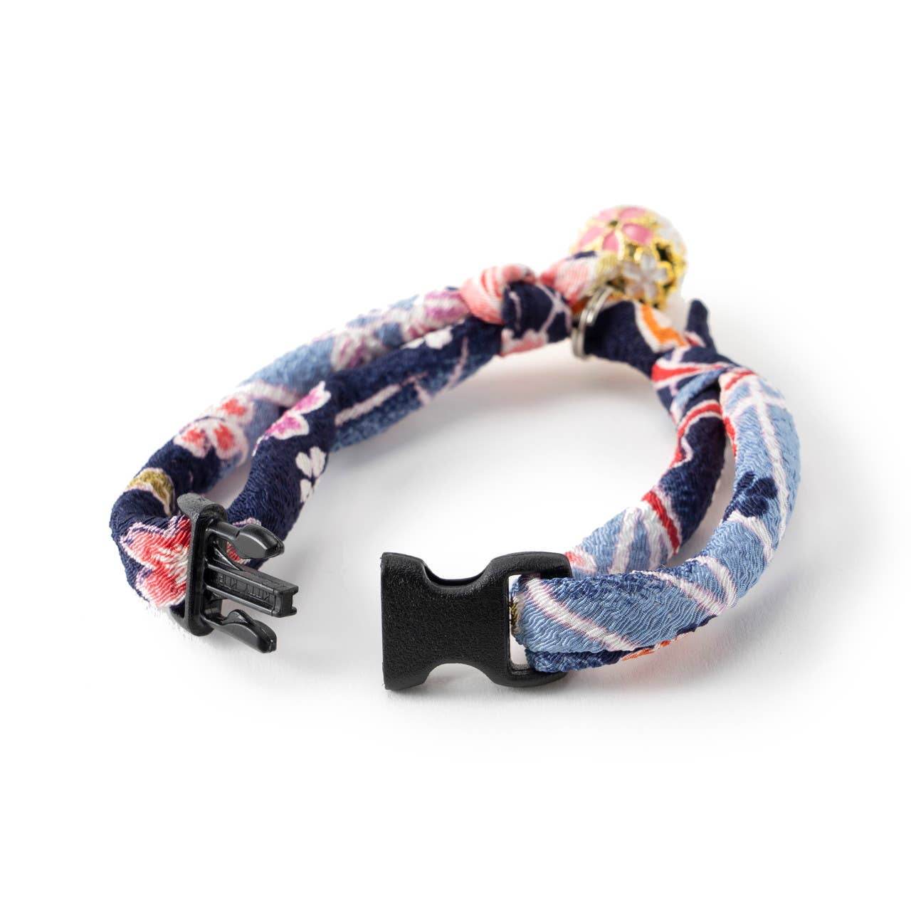Chirimen Sakura Cat Collar (Blue) - Water Moon Shop