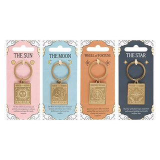 Vintage Tarot Card Keyrings, Sun, Moon, Wheel of Fortune, Star