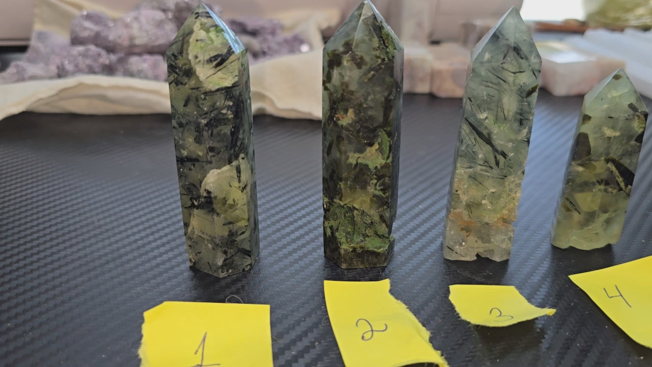 Epidote in Prehnite Towers Green Gemstone