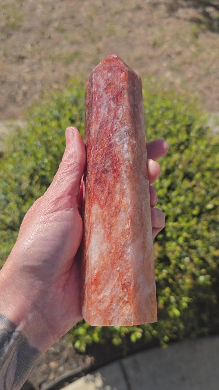 8" Red Fire Crystal Hematoid Quartz Tower 1lb 5.5oz Crystal Specimen